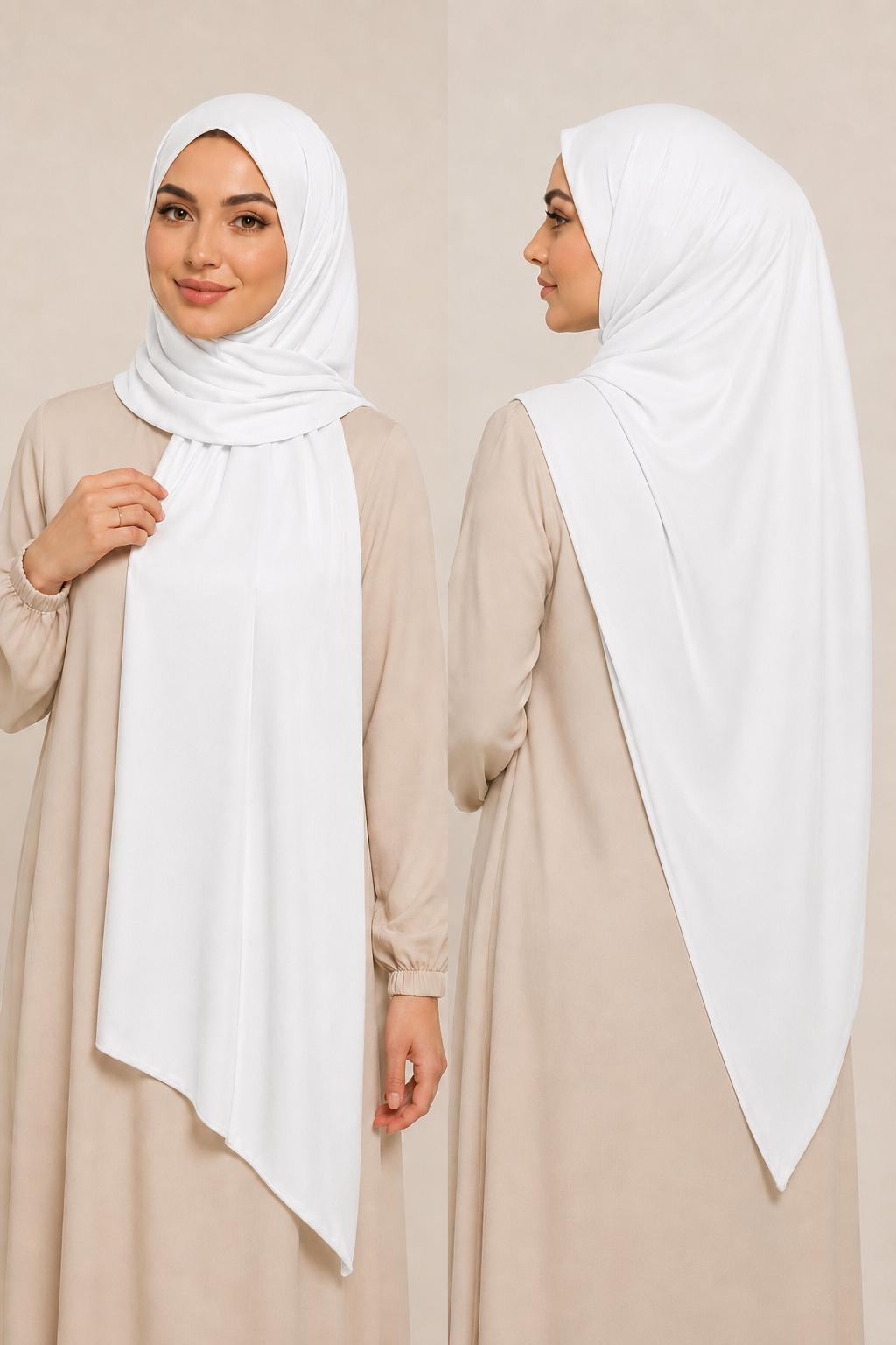 Jersey Premium Satin Hijab Weiss