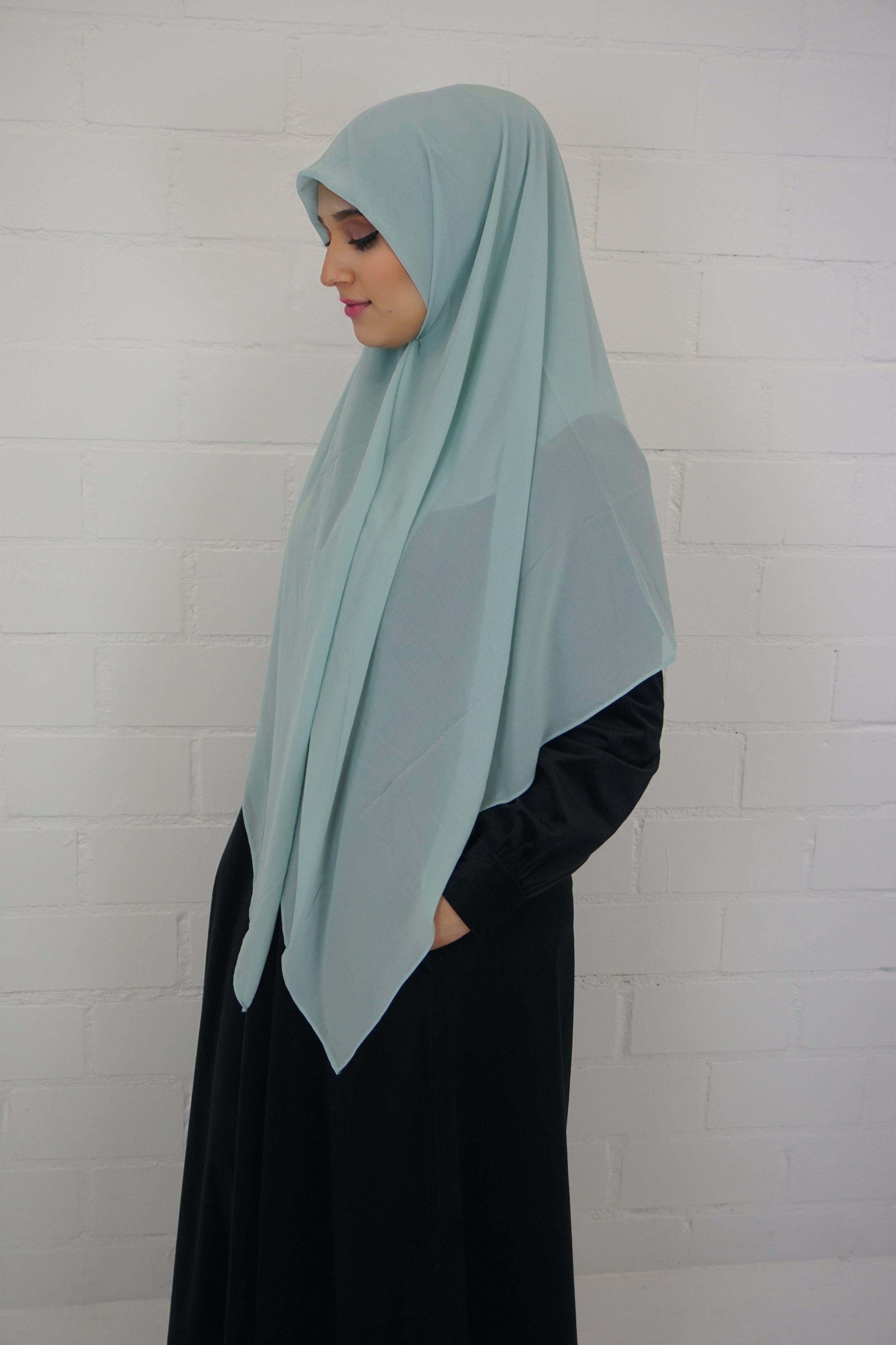 XL Chiffon Quadrat Hijab Light-Mint