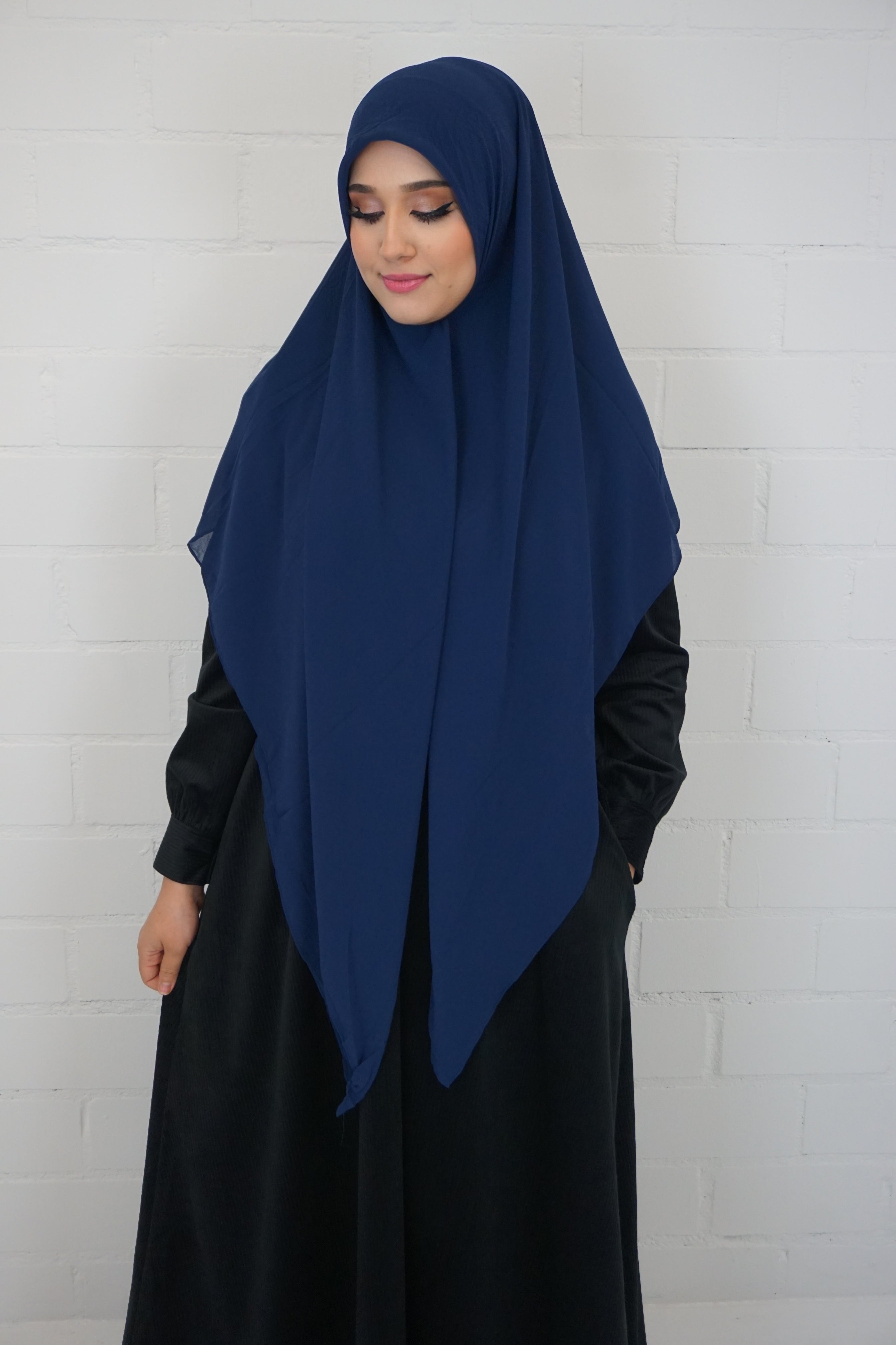 XL Chiffon Quadrat Hijab Dunkelblau