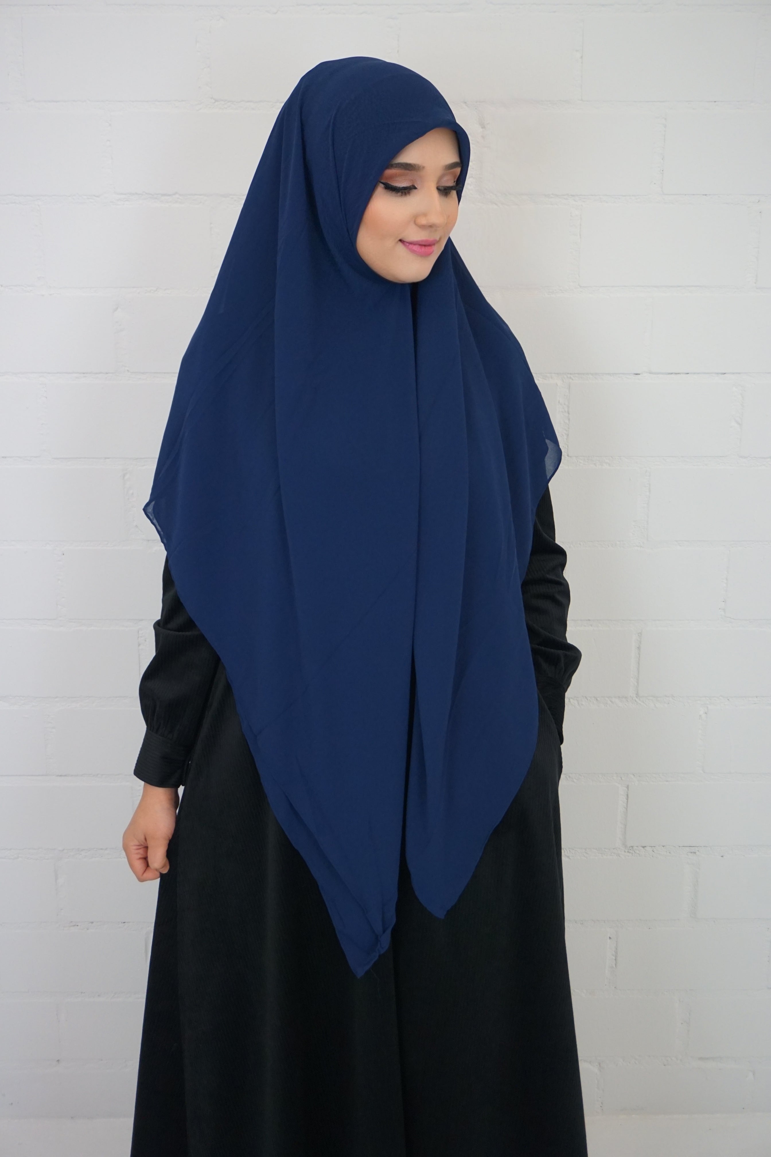 XL Chiffon Quadrat Hijab Dunkelblau