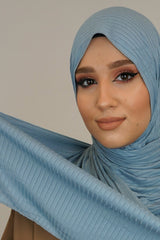 Premium Jersey Ripped Hijab Hellblau