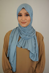 Premium Jersey Ripped Hijab Hellblau