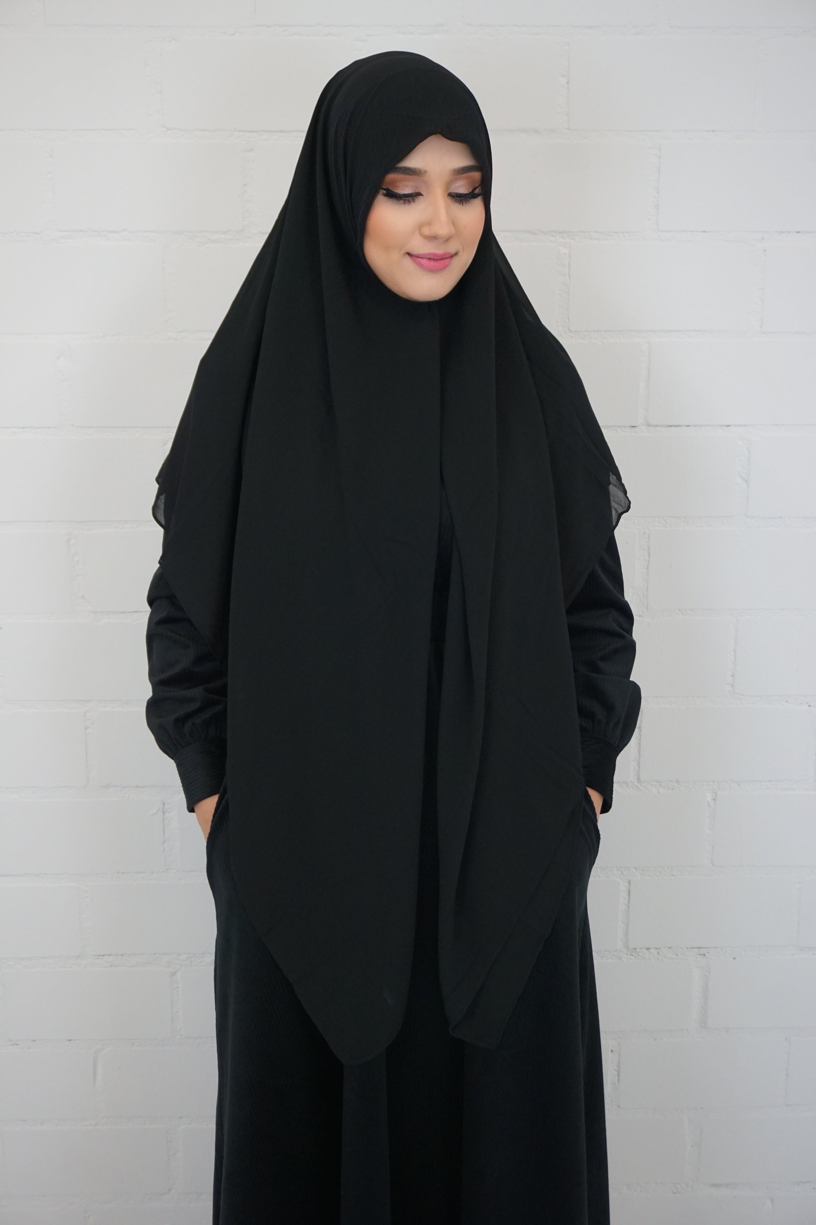 XL Chiffon Quadrat Hijab Schwarz