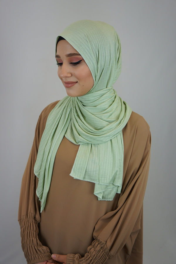 Premium Jersey Ripped Hijab Pistaziengrün