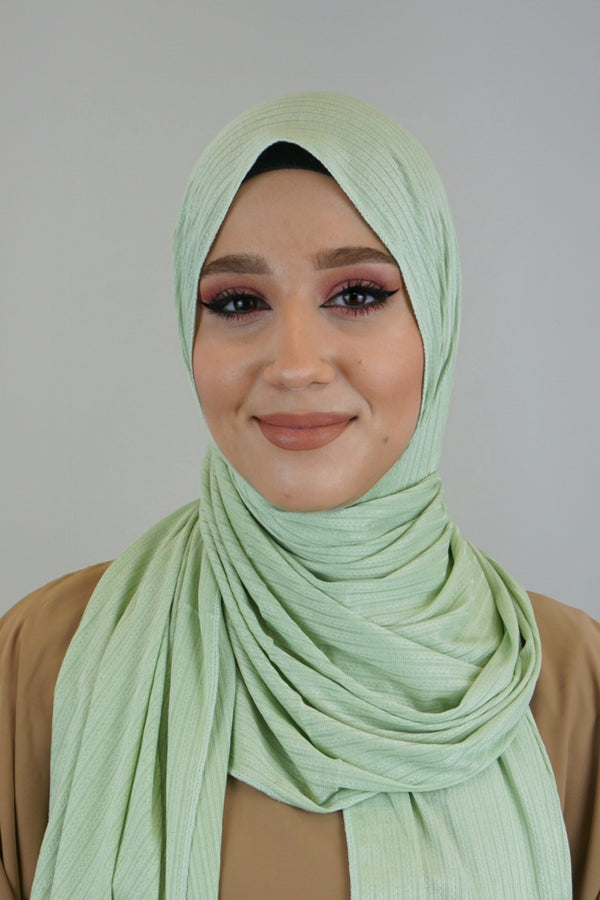 Premium Jersey Ripped Hijab Pistaziengrün