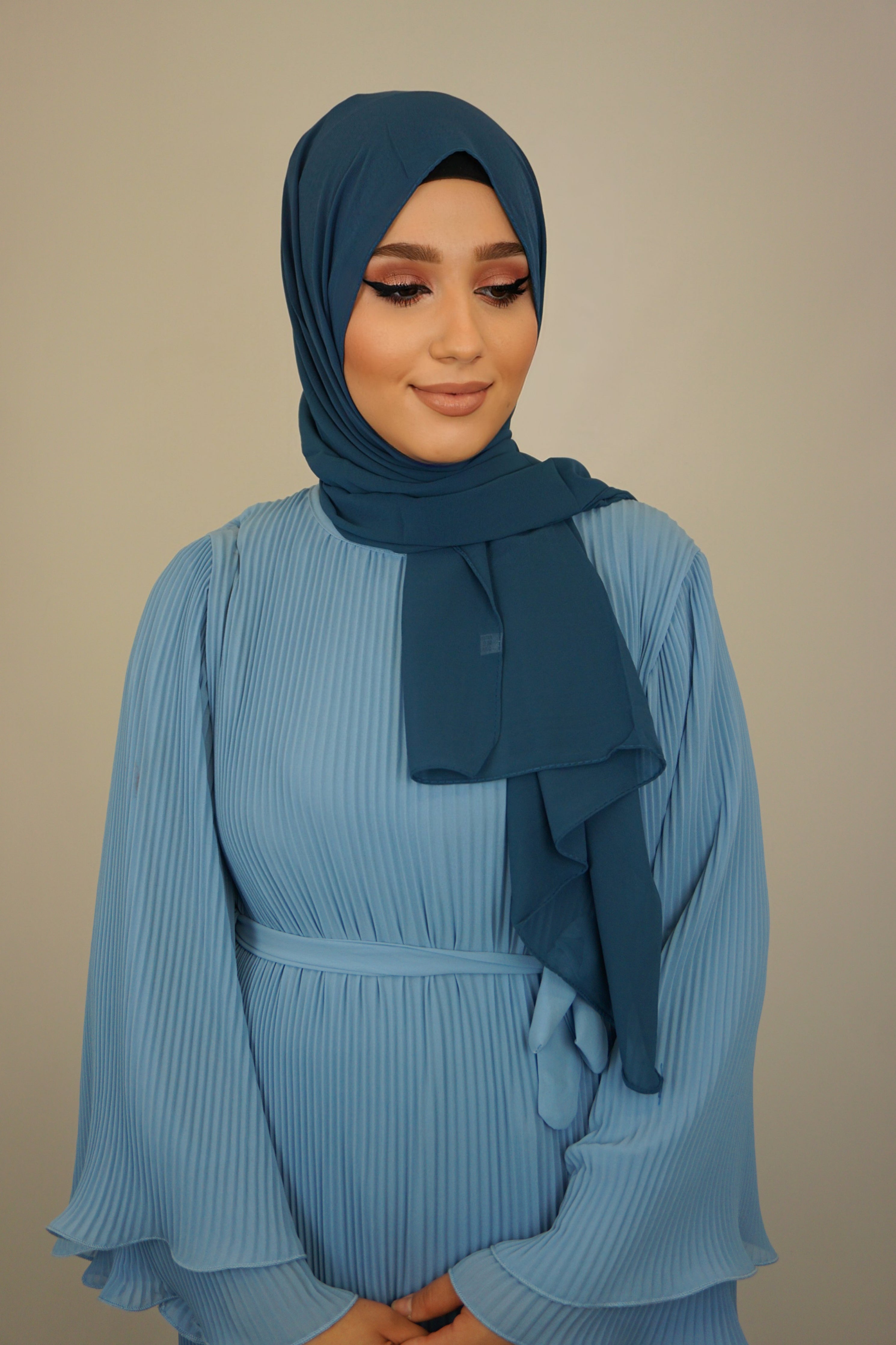 Chiffon Hijab Maira Petrolblau