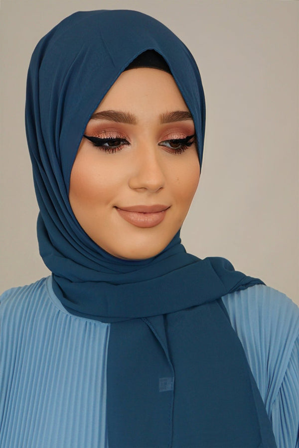 Chiffon Hijab Maira Petrolblau