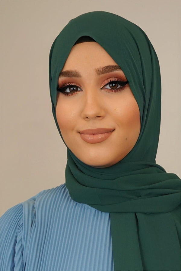 Chiffon XL Hijab Smaragdgrün