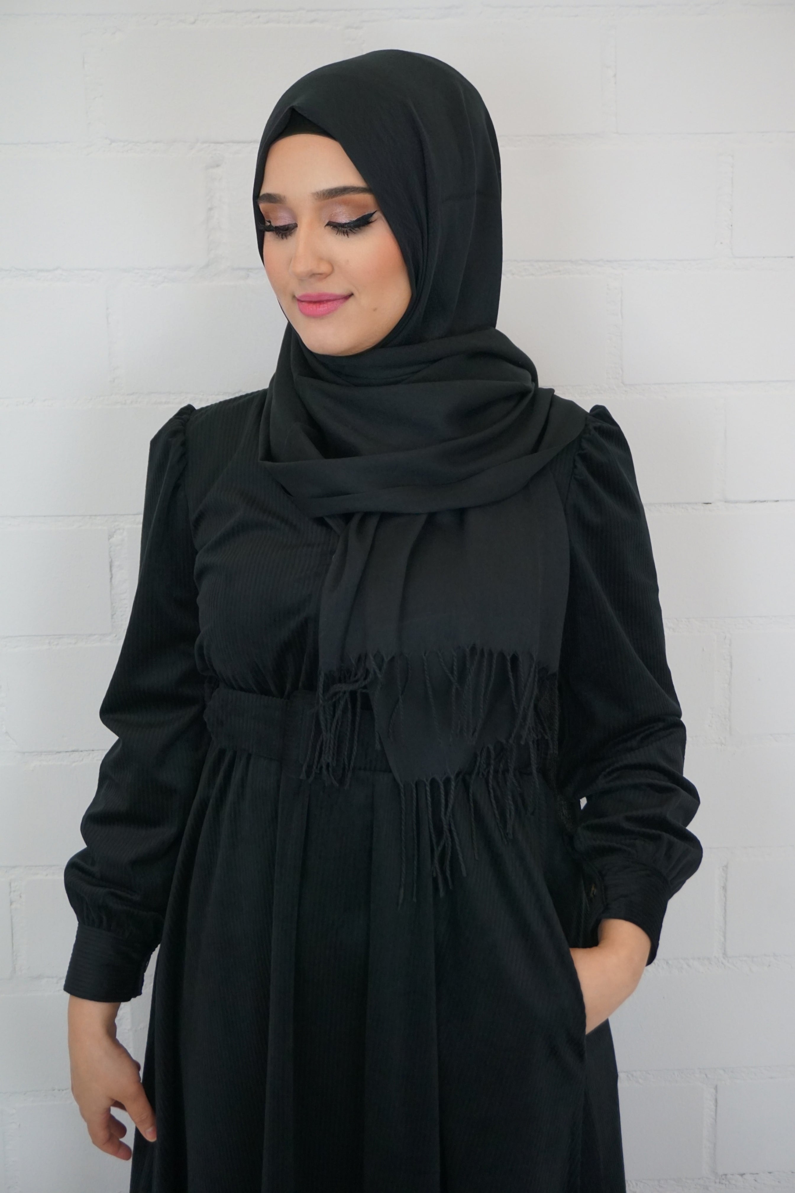 Baumwoll Hijab Almaz Schwarz