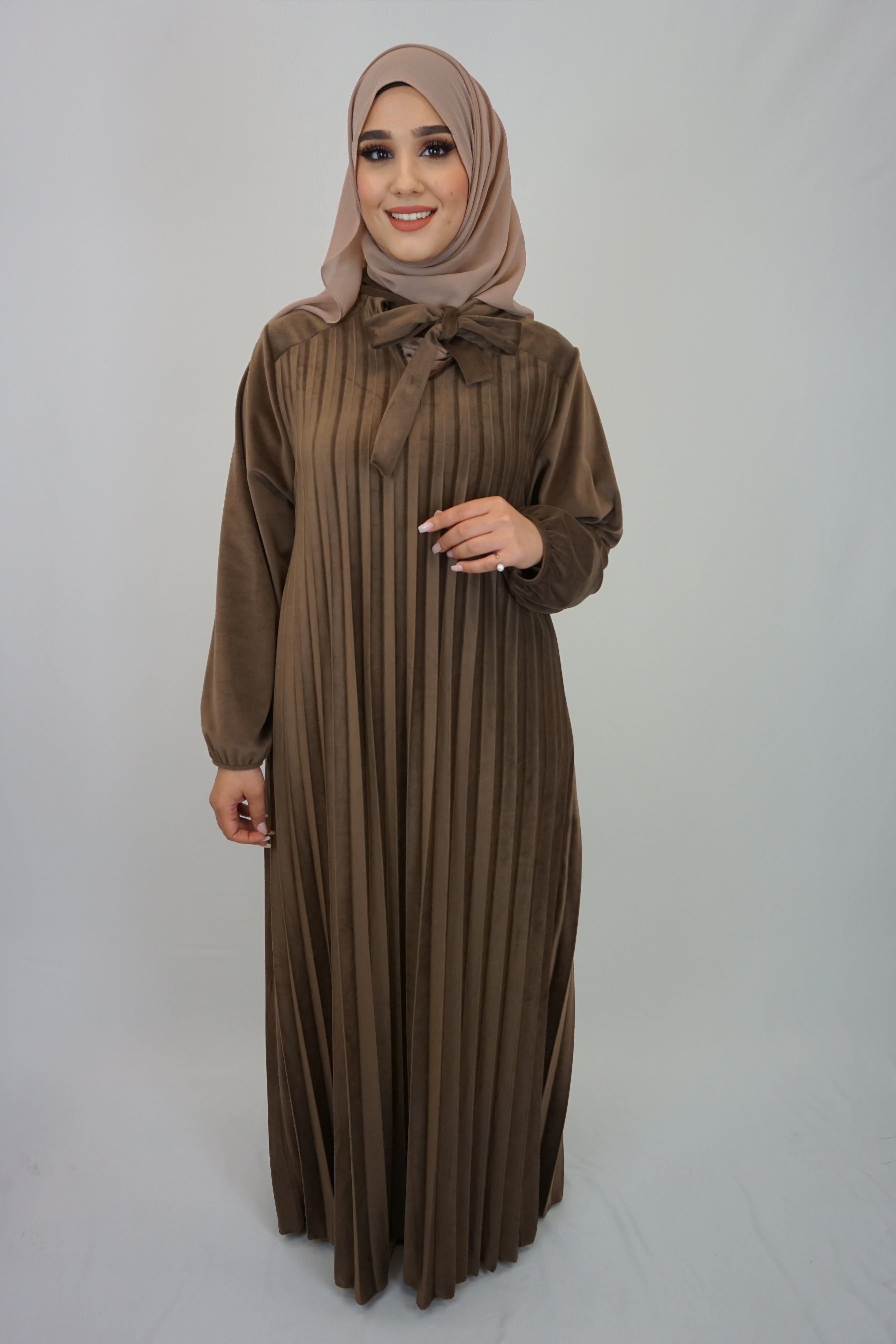 Maxi Samt Kleid Ava Coffee