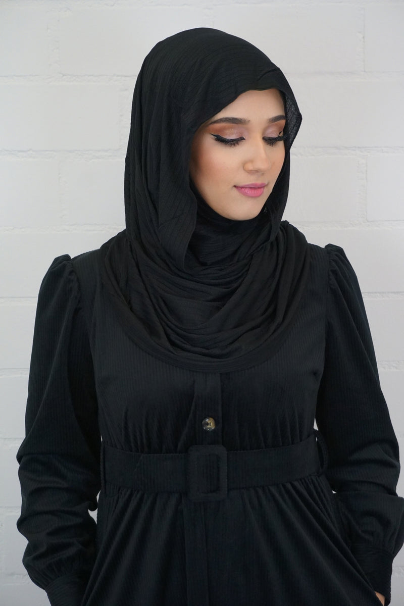 Premium Jersey Ripped Hijab Schwarz