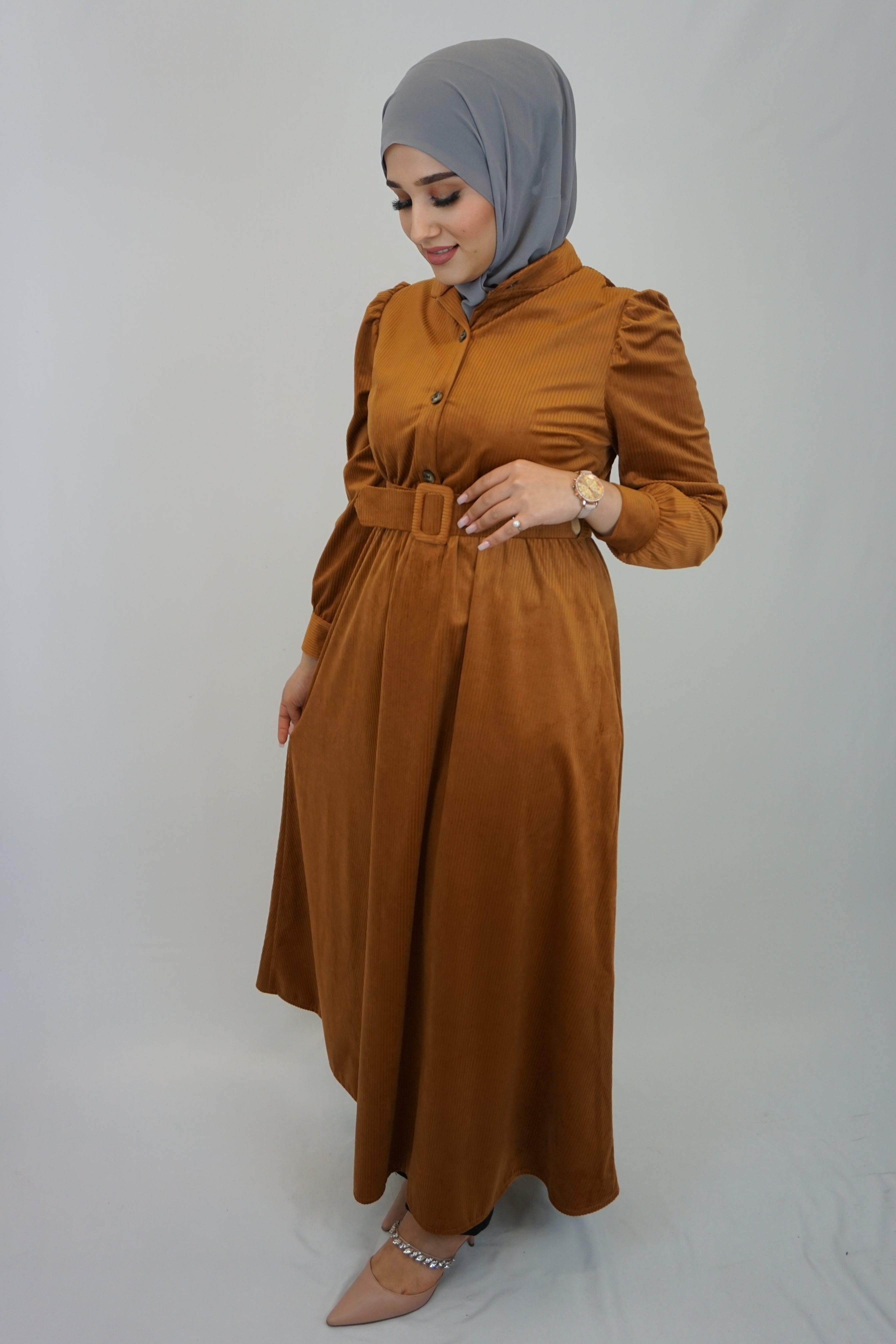 Cord Kleid Bronze