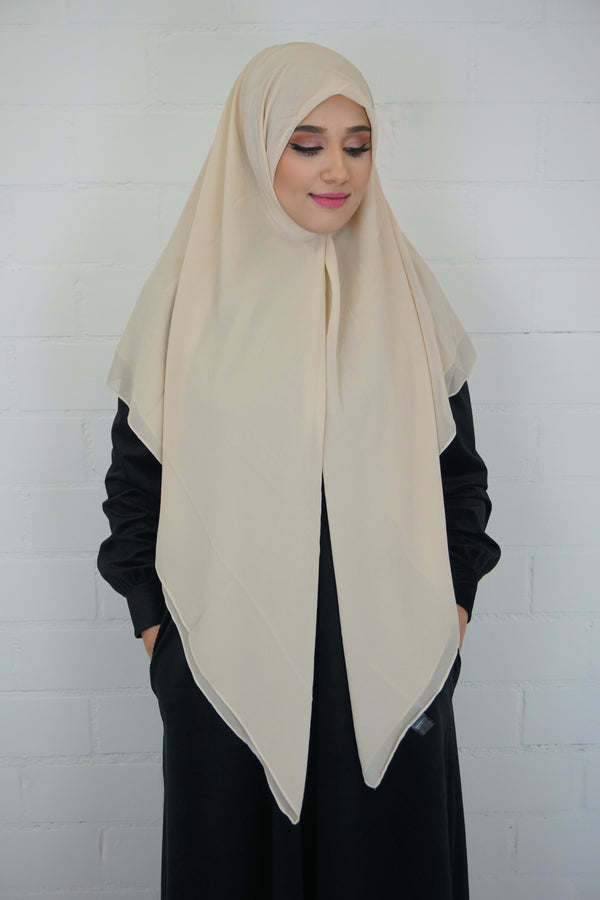 XL Chiffon Quadrat Hijab Beige