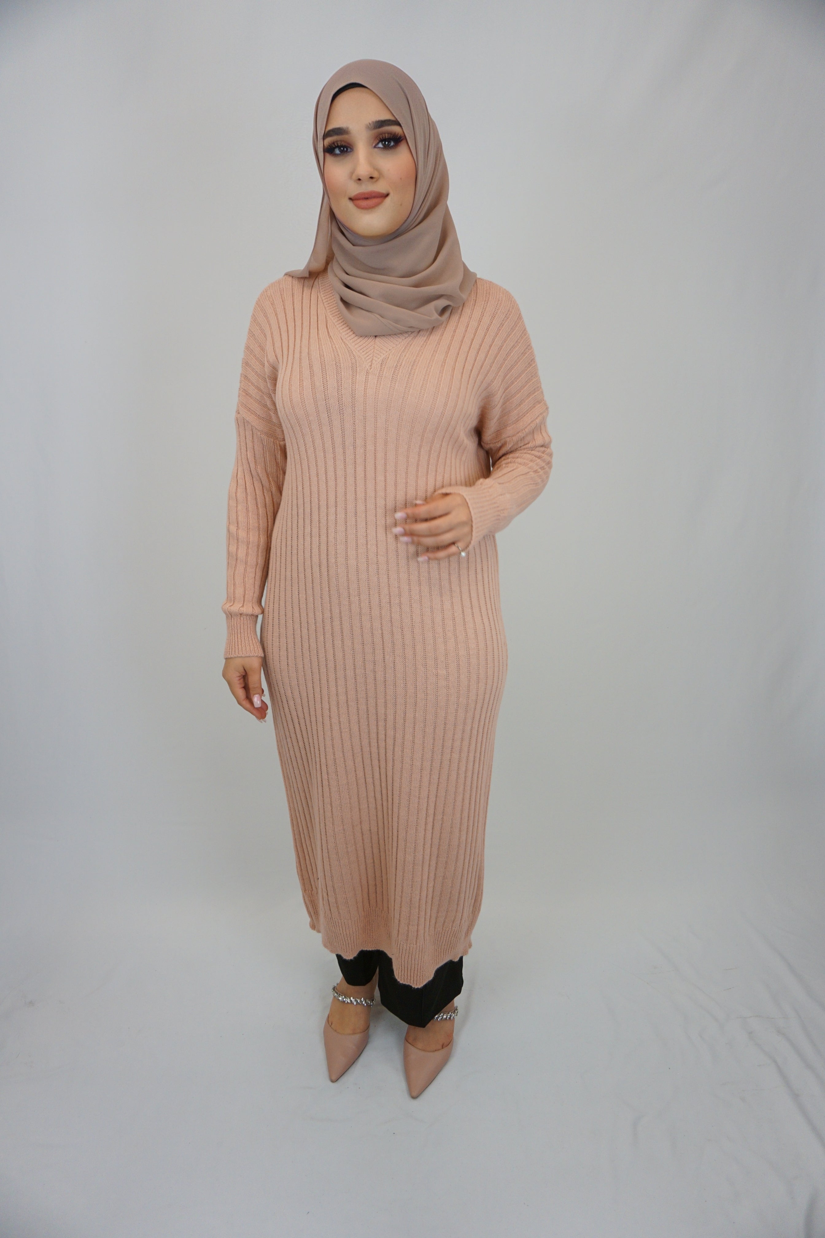 Maxi Strick-Kleid Jasmin Rosa