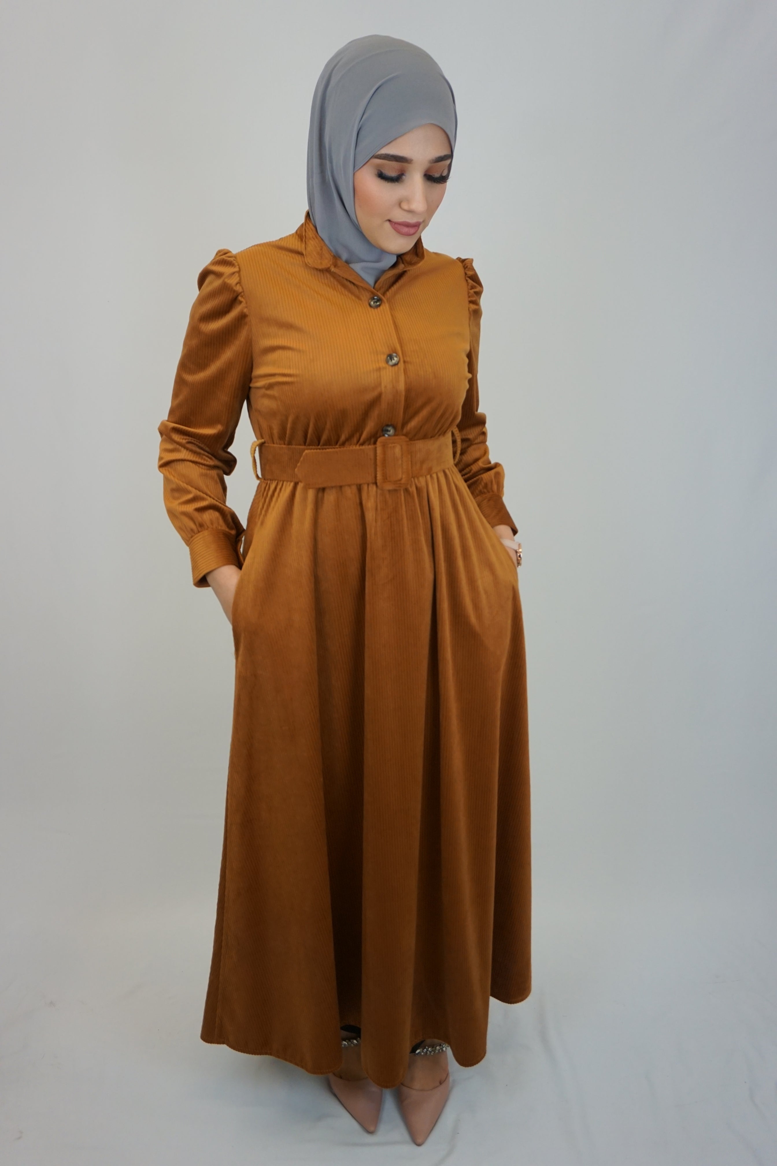 Cord Kleid Bronze