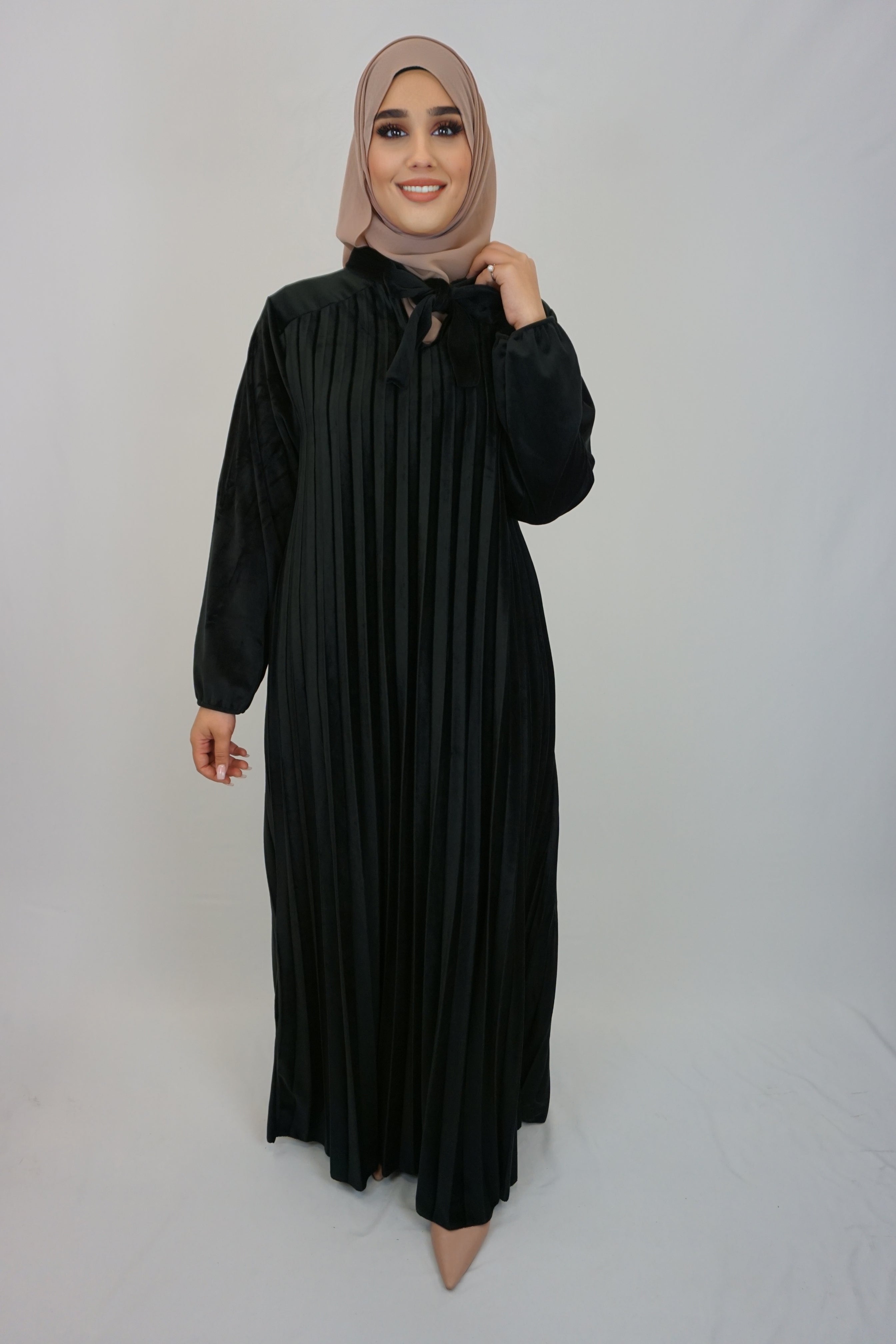 Maxi Samt Kleid Ava Schwarz