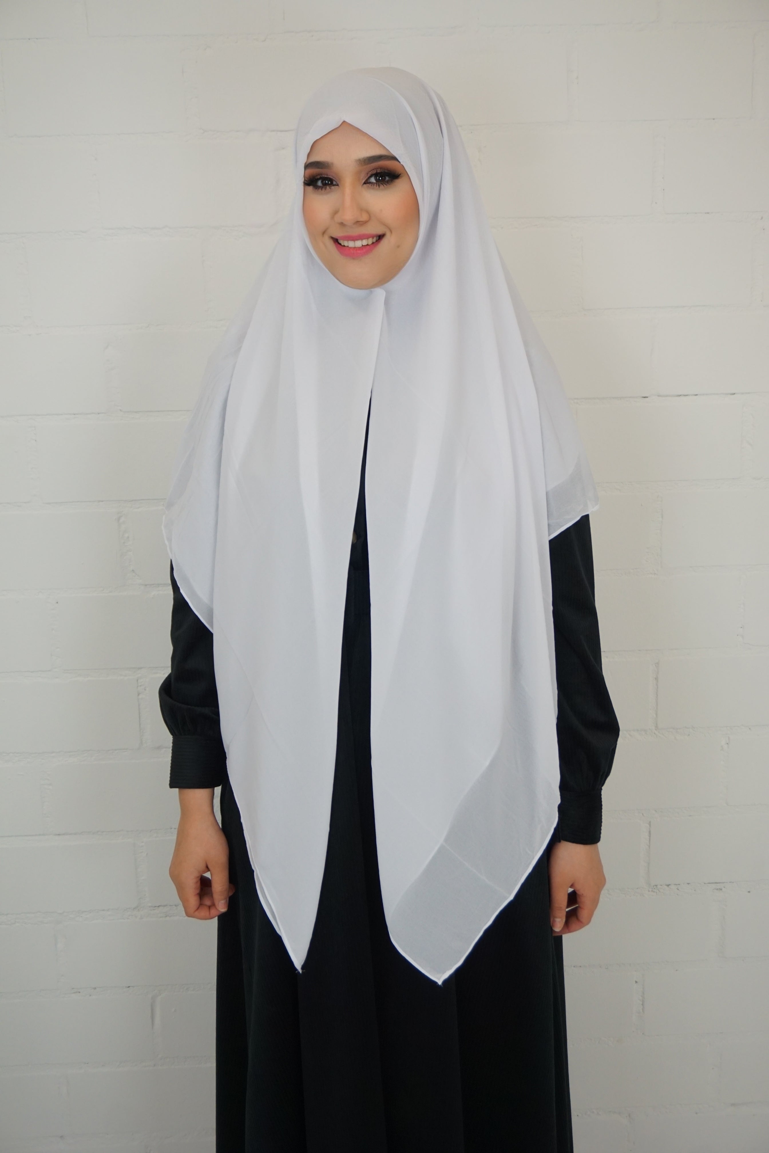 XL Chiffon Quadrat Hijab Weiss