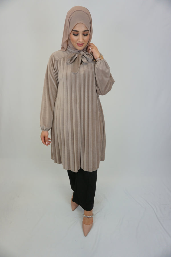 Samt-Tunika Beige