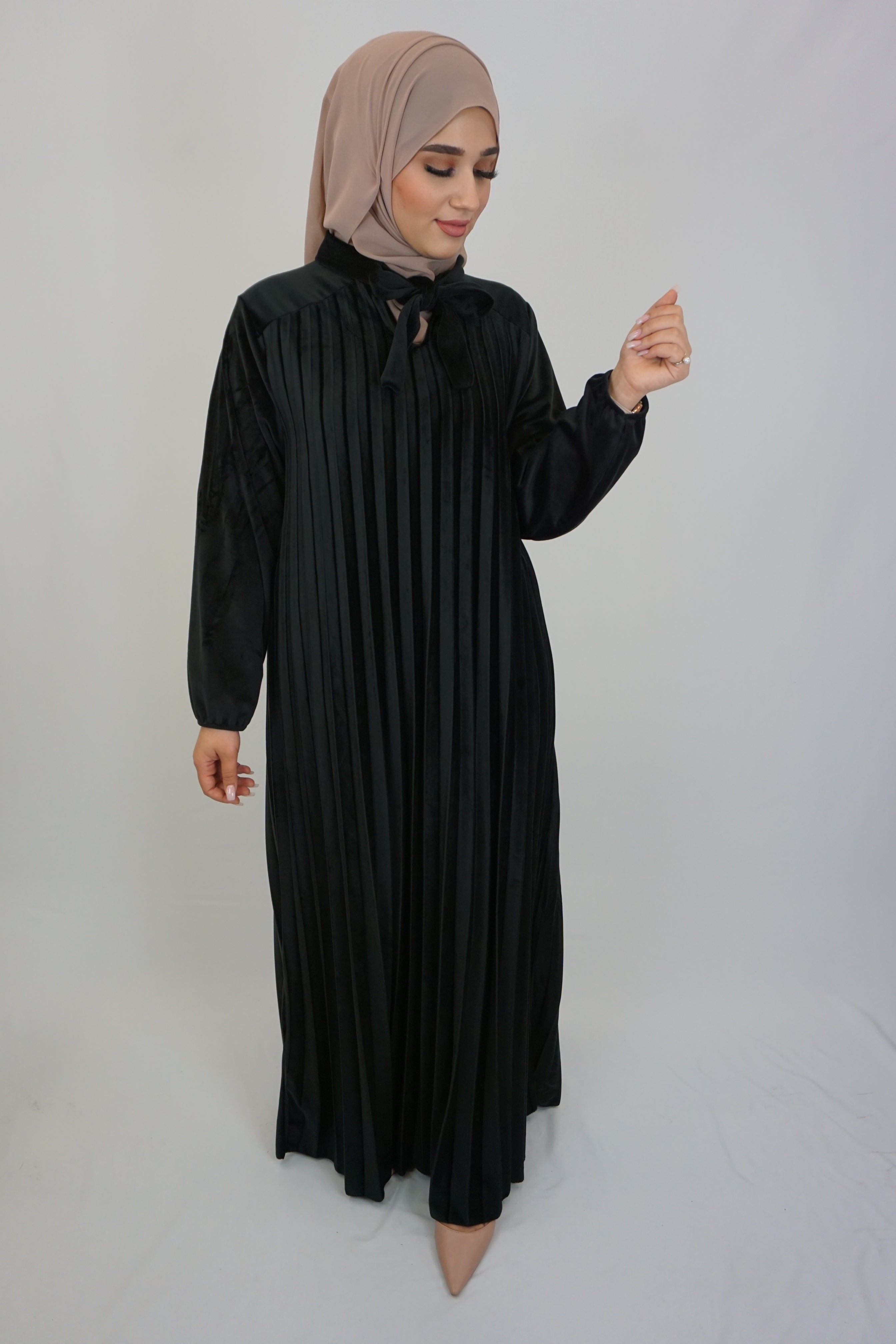 Maxi Samt Kleid Ava Schwarz