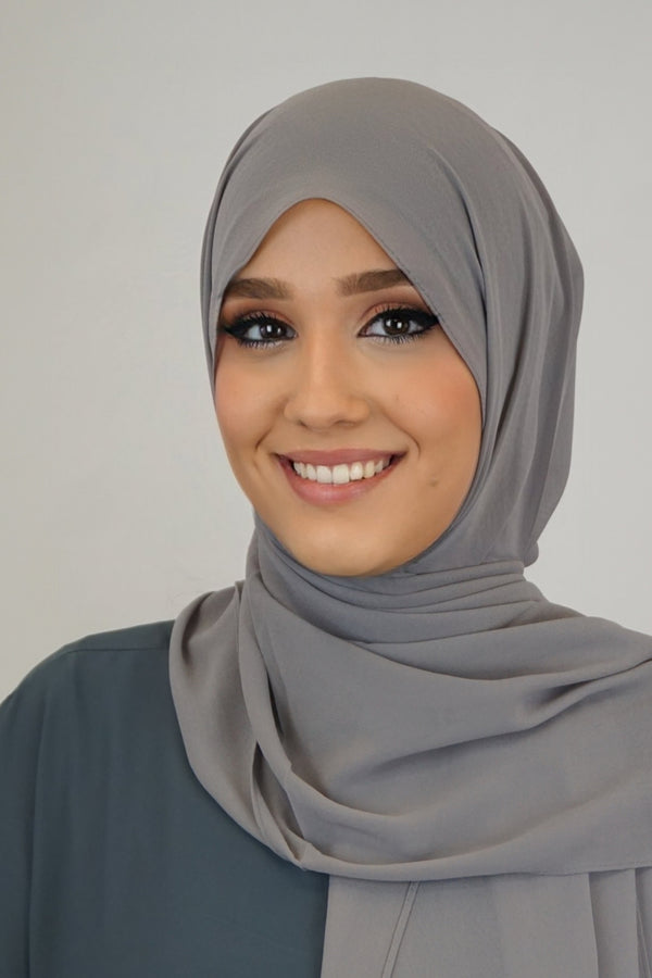 Chiffon XL Hijab Dunkelgrau