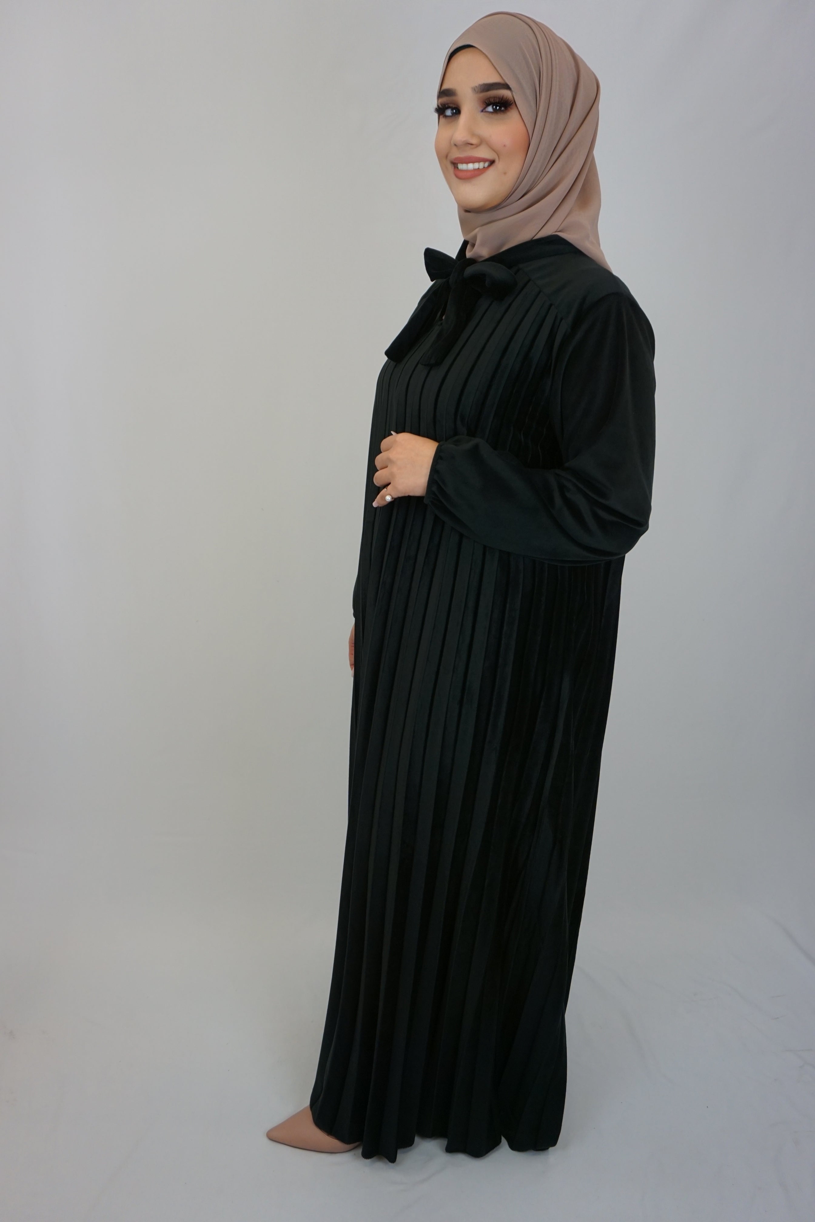 Maxi Samt Kleid Ava Schwarz