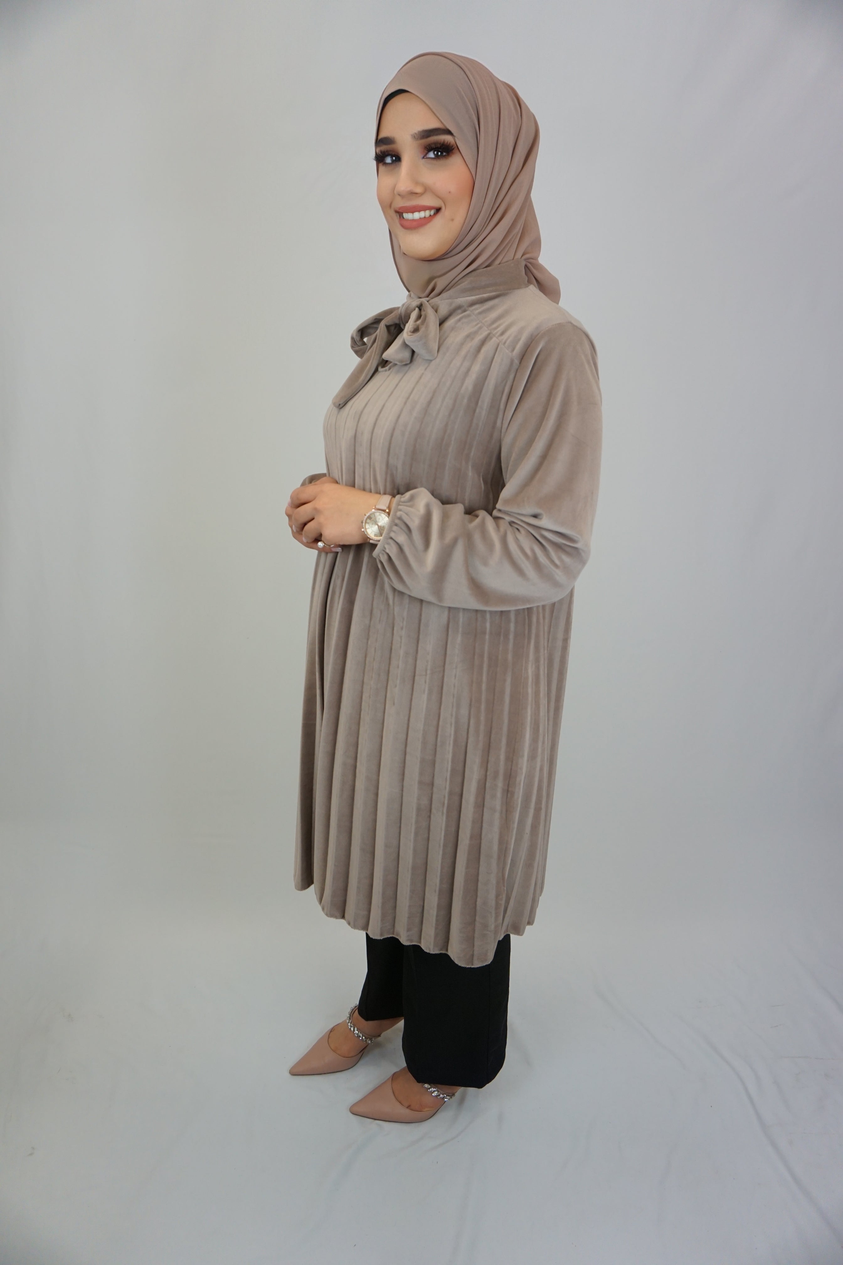 Samt-Tunika Beige