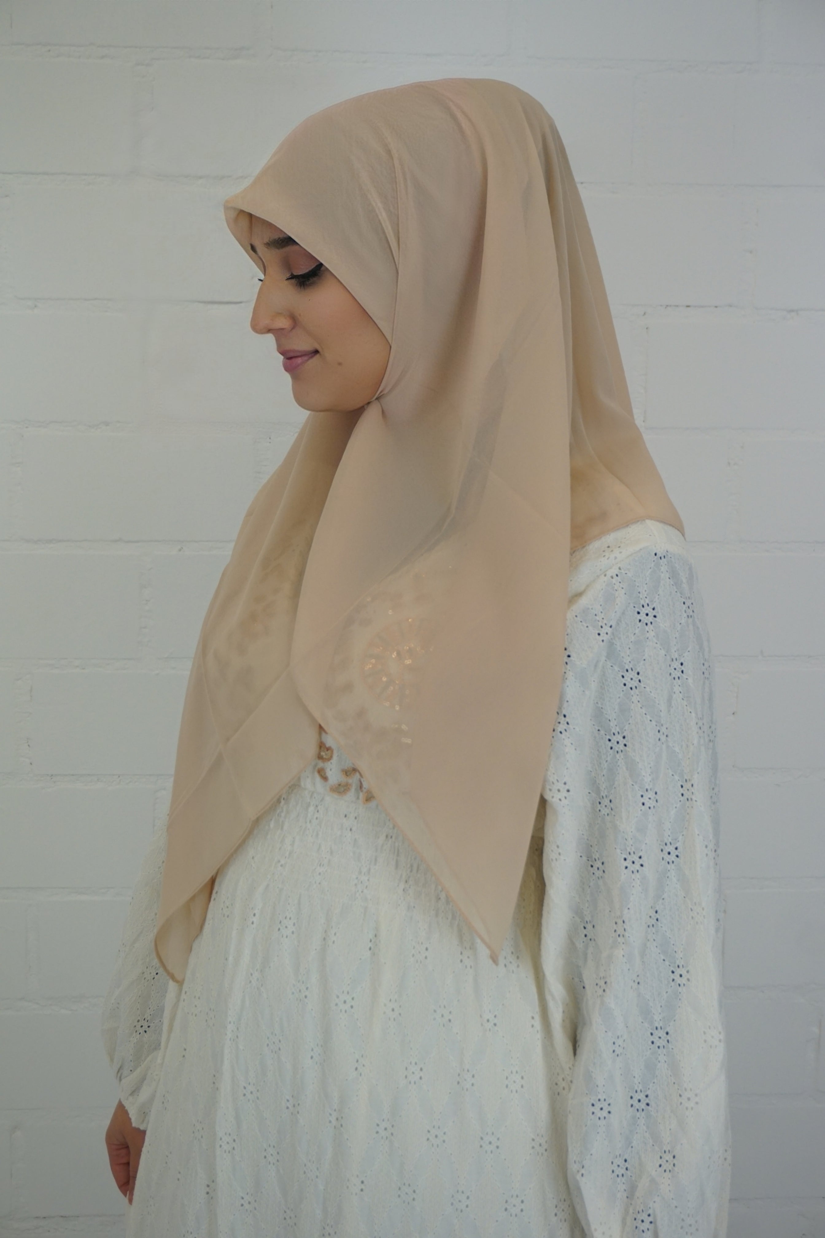 Chiffon Quadrat Hijab Beige