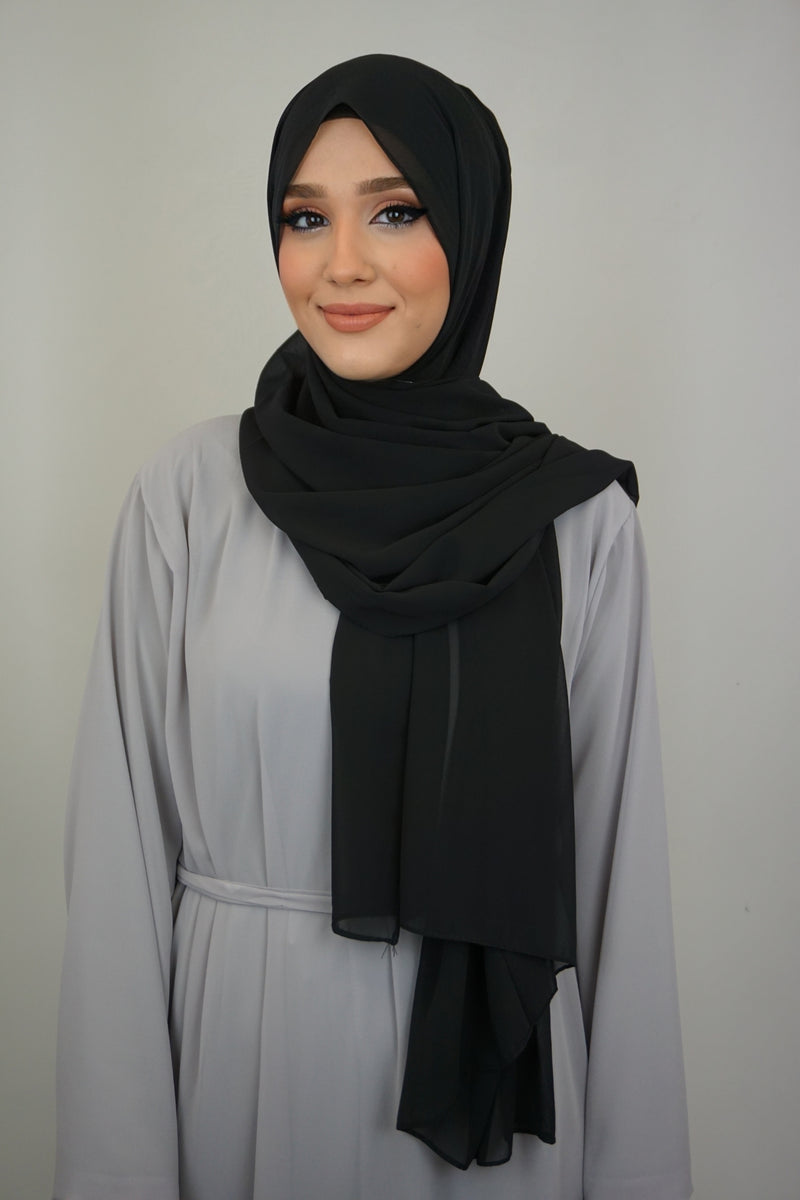 Chiffon XL Hijab Schwarz
