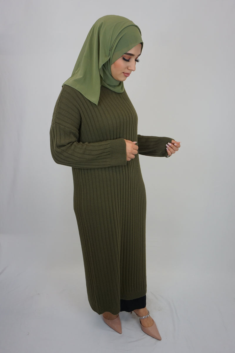 Strick-Kleid Sahara Moosgrün