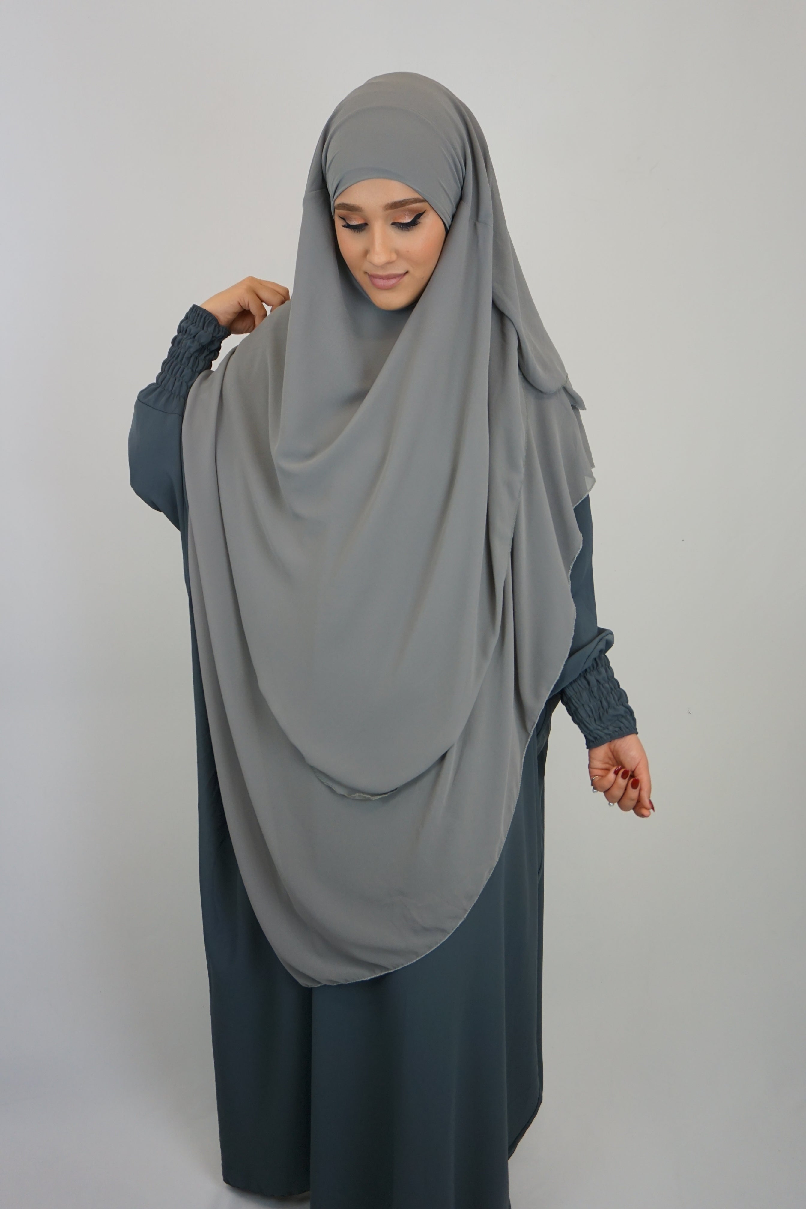 Khimar 3-lagig Dunkelgrau