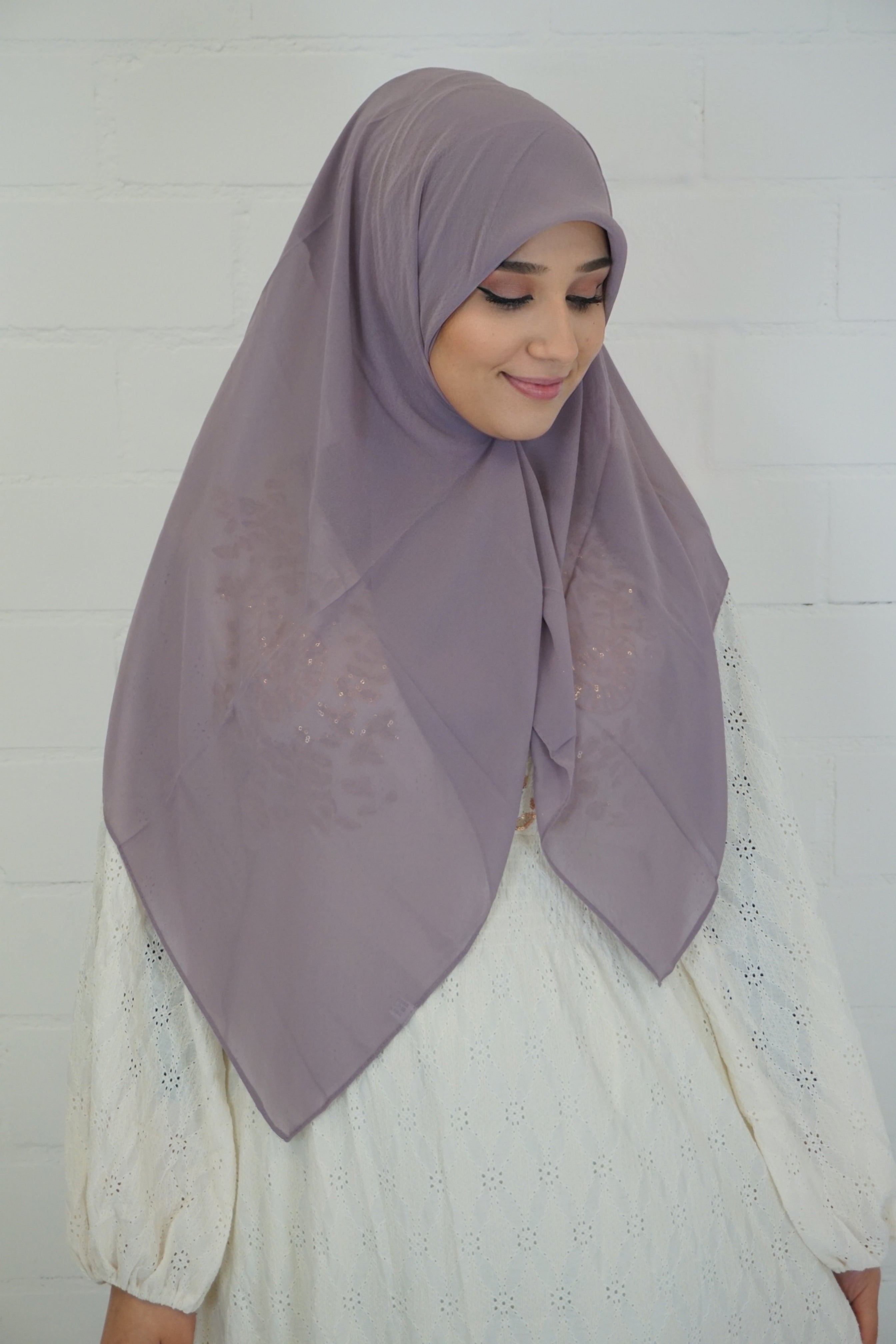 Chiffon Quadrat Hijab Hell-Lila