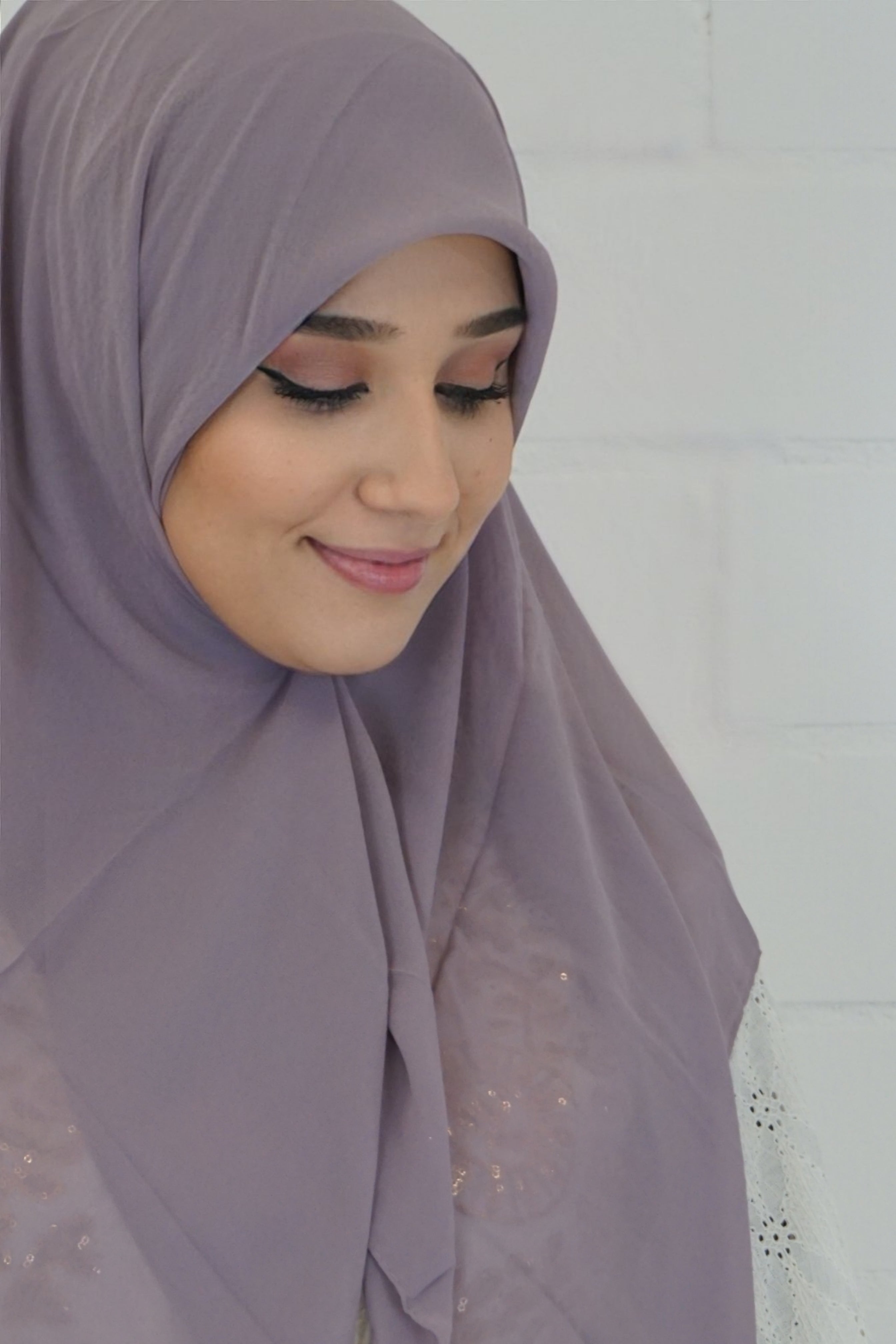 Chiffon Quadrat Hijab Hell-Lila