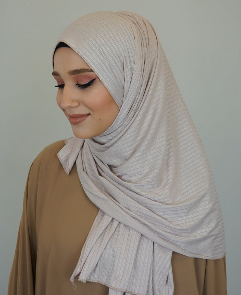 Premium Jersey Ripped Hijab Puderrosa