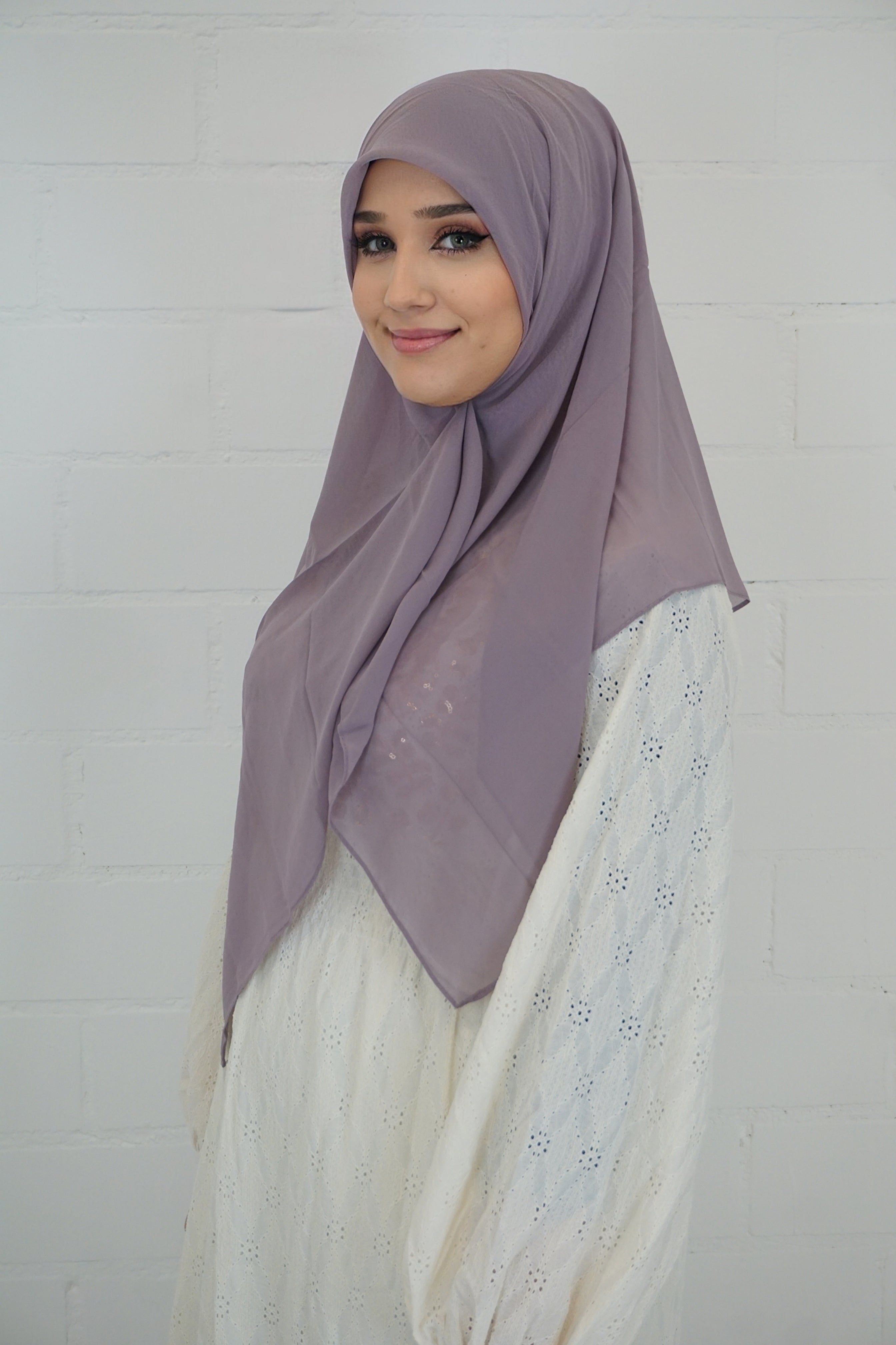 Chiffon Quadrat Hijab Hell-Lila