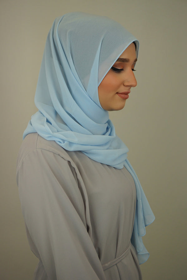 Chiffon XL Hijab Wasserblau