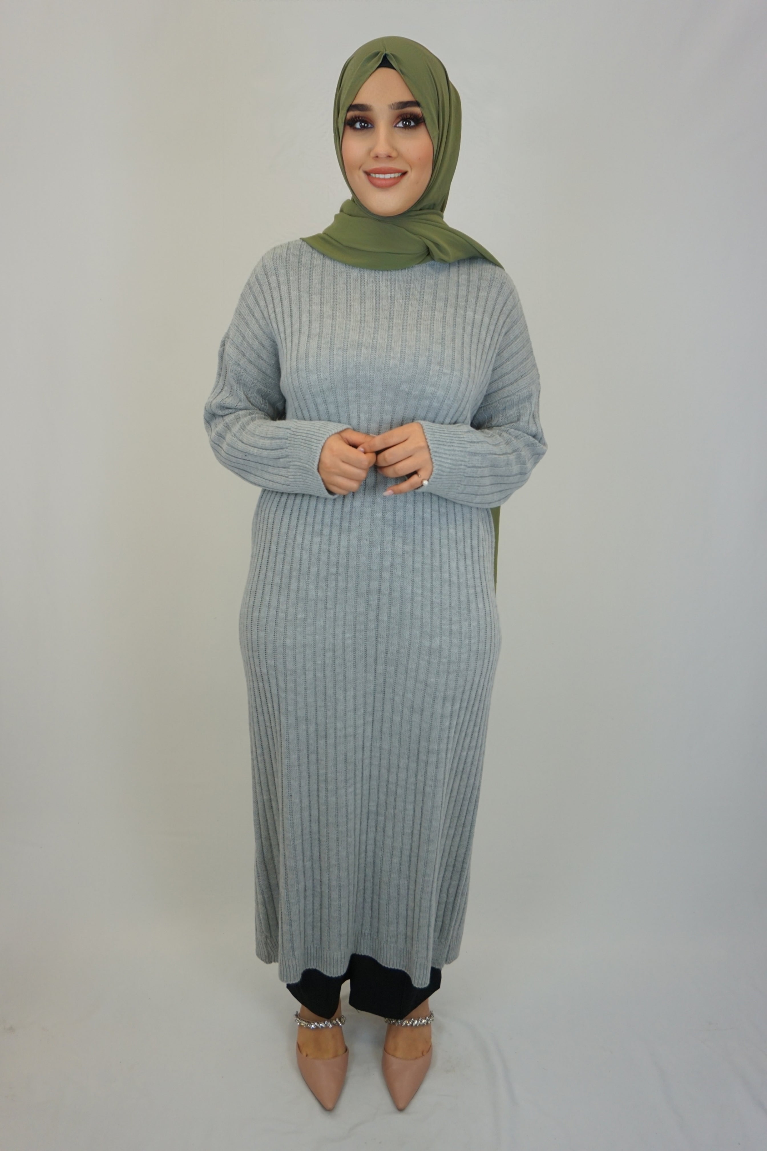 Strick-Kleid Sahara Grau