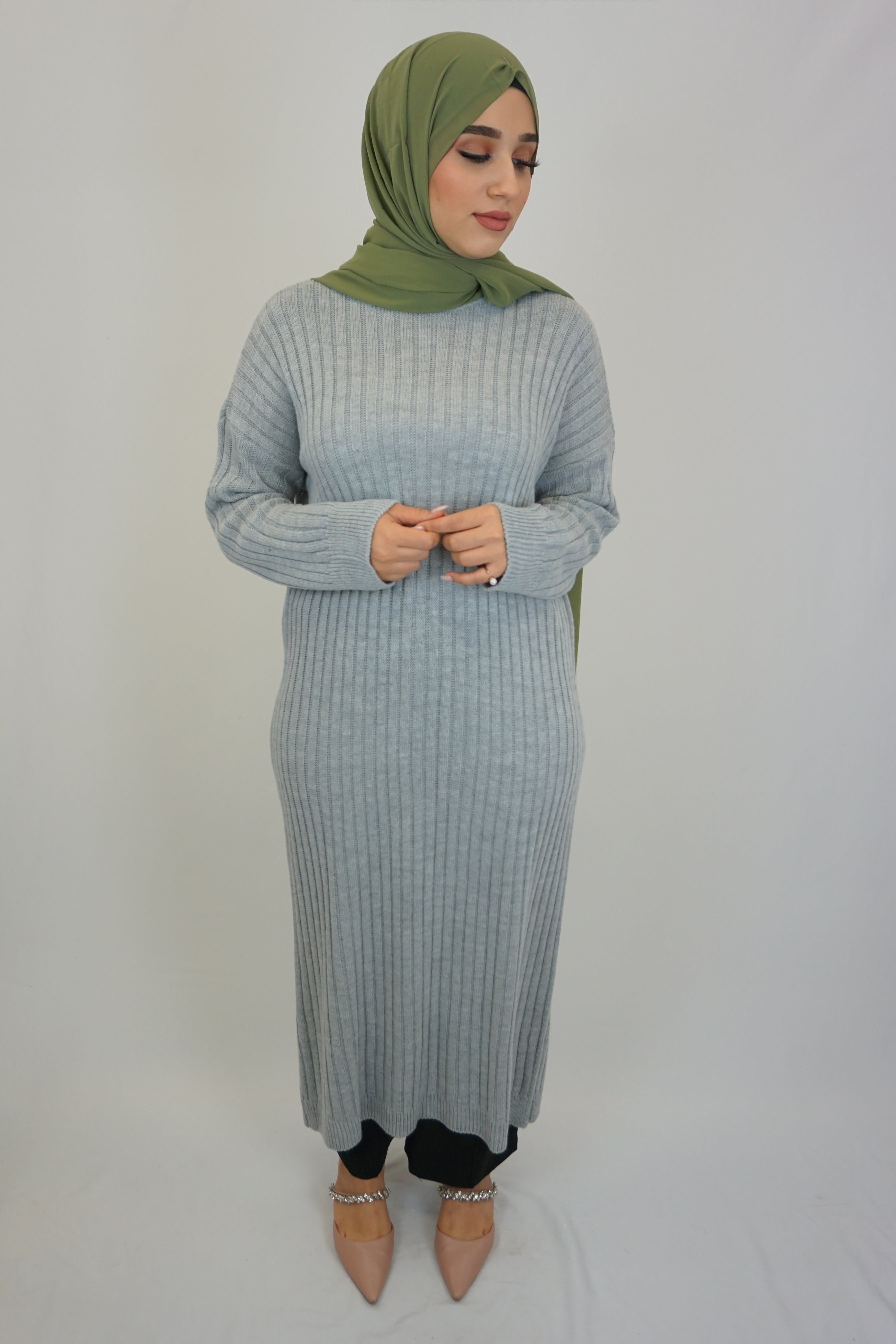 Strick-Kleid Sahara Grau