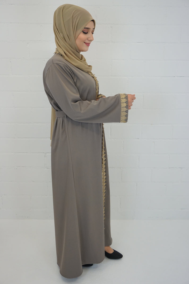 Abaya Faheema Taupe