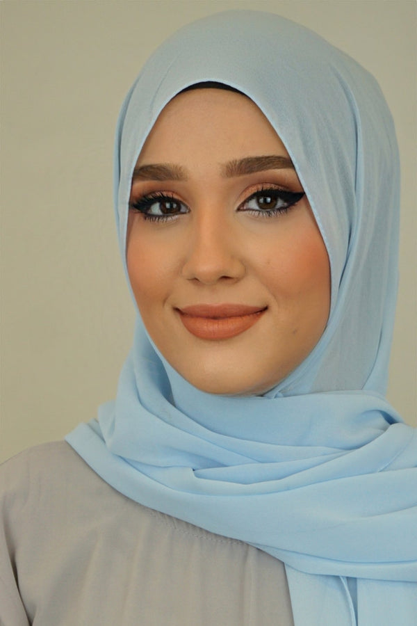 Chiffon XL Hijab Wasserblau