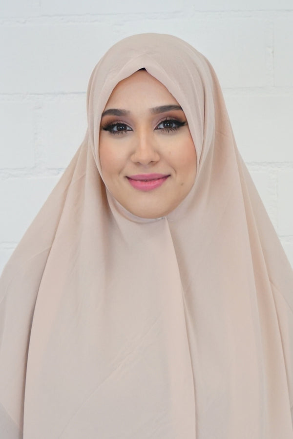 XL Chiffon Quadrat Hijab Weißrosa