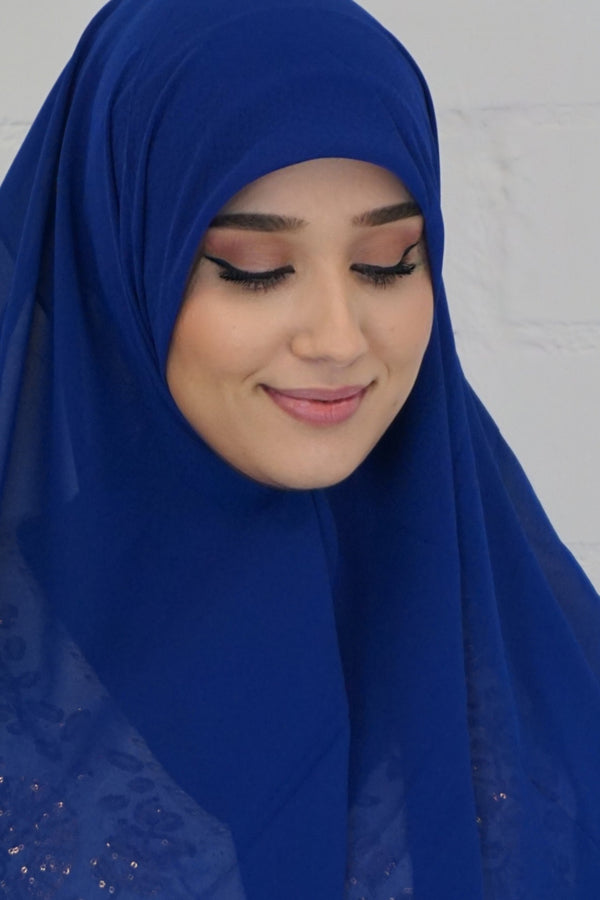 Chiffon Quadrat Hijab Royalblau