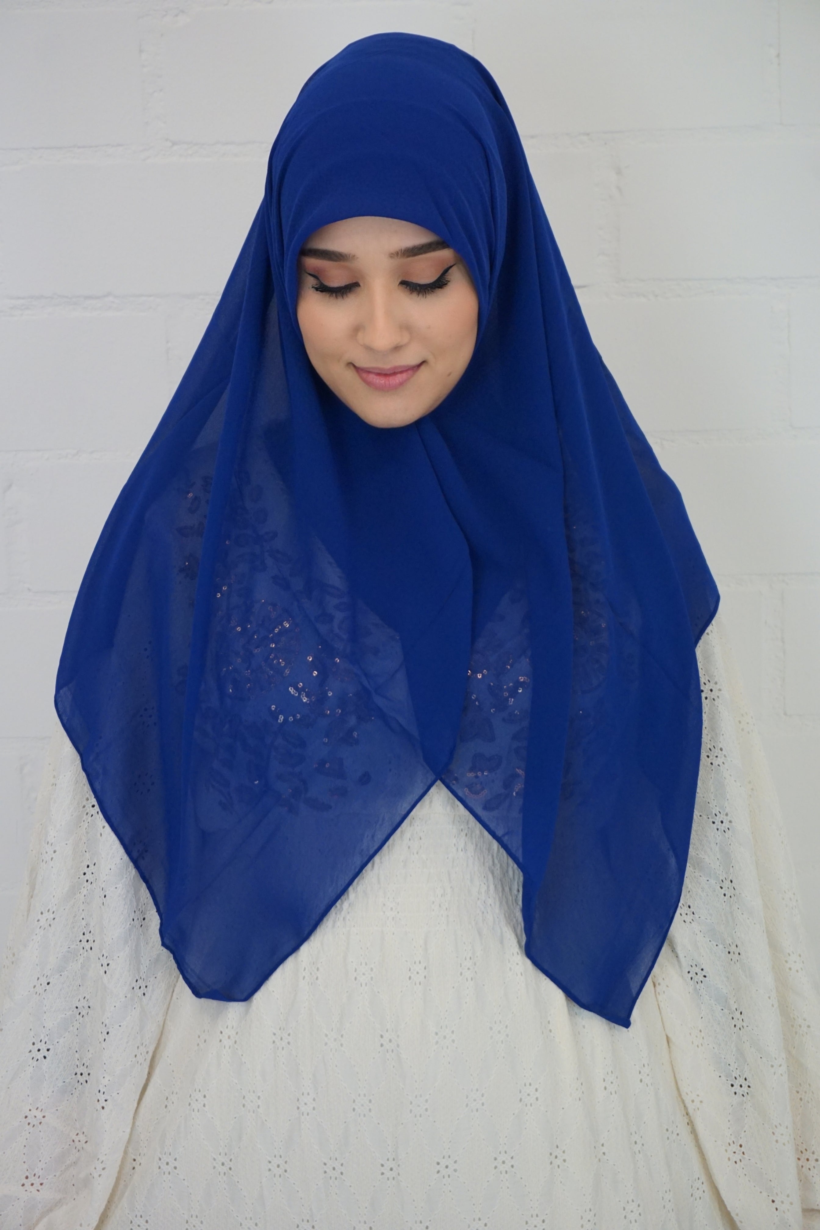 Chiffon Quadrat Hijab Royalblau