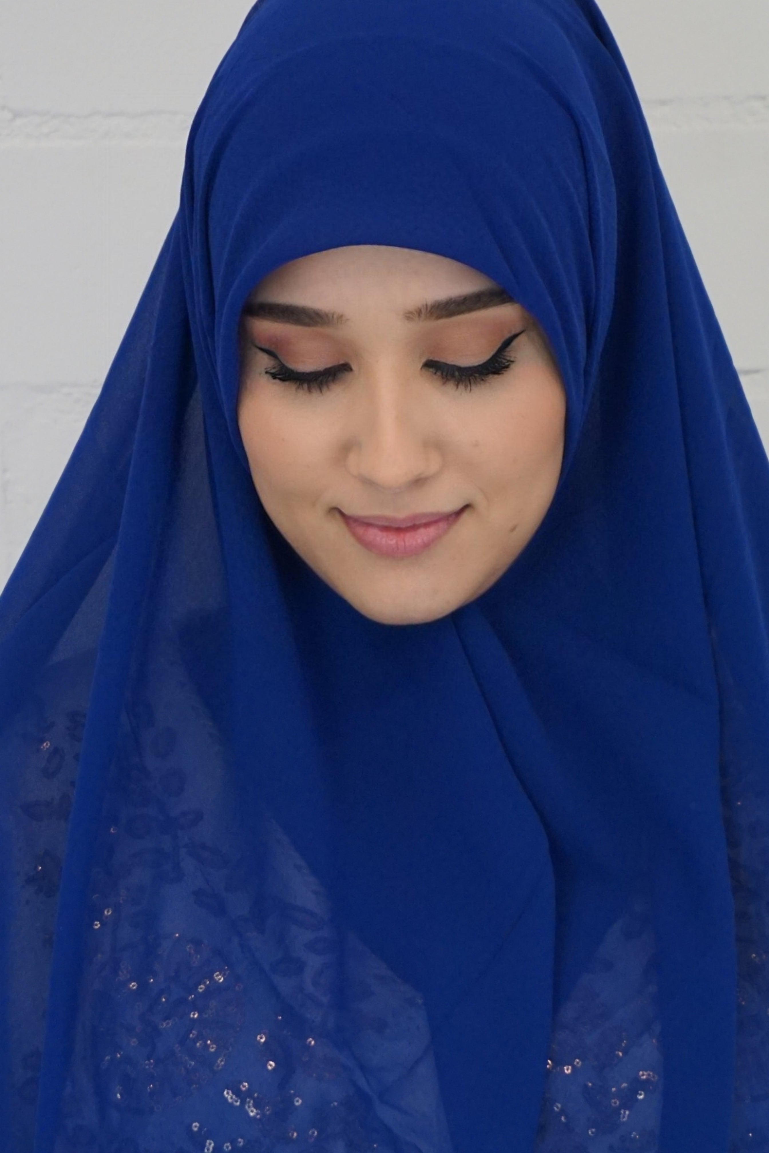 Chiffon Quadrat Hijab Royalblau