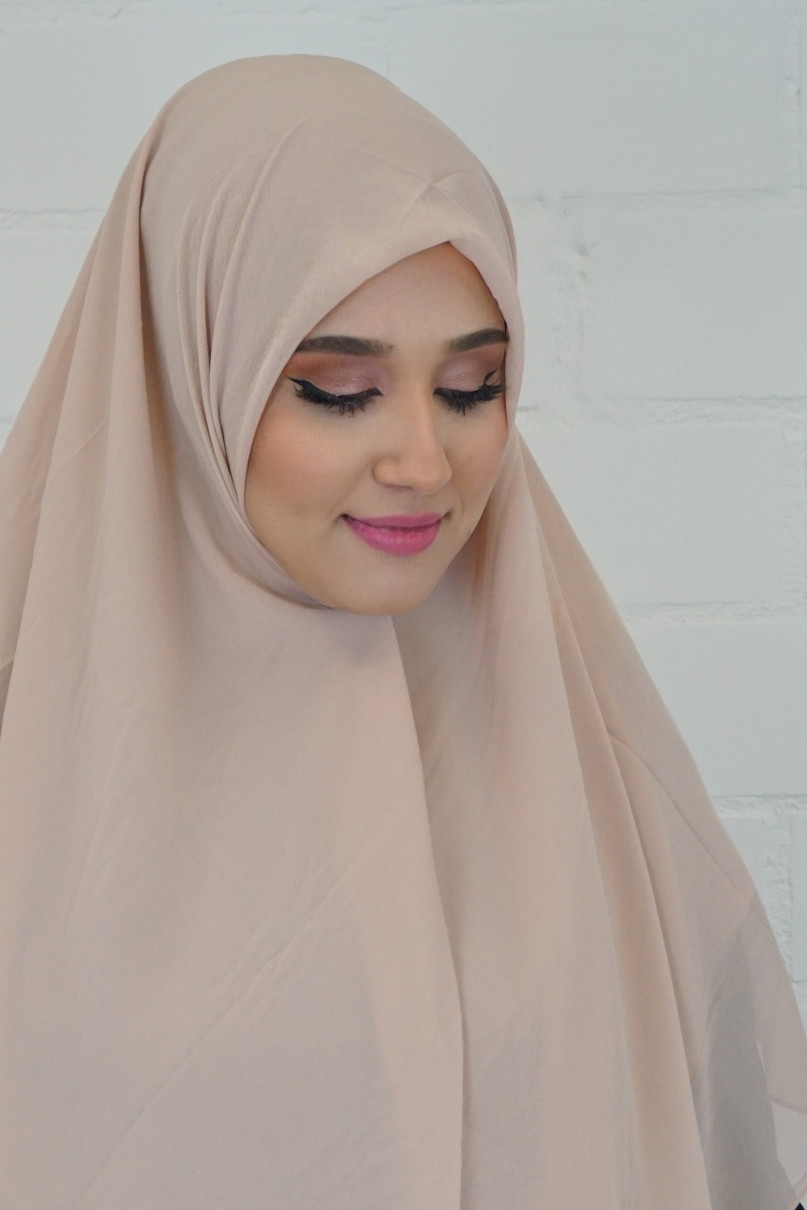 XL Chiffon Quadrat Hijab Weißrosa