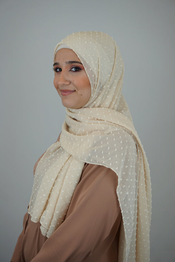 Premium Chiffon 3D Hijab Vanille