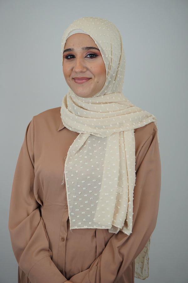 Premium Chiffon 3D Hijab Vanille