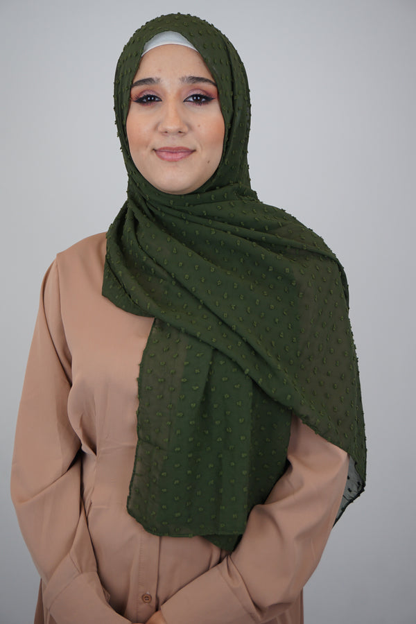 Premium Chiffon 3D Hijab Waldgrün