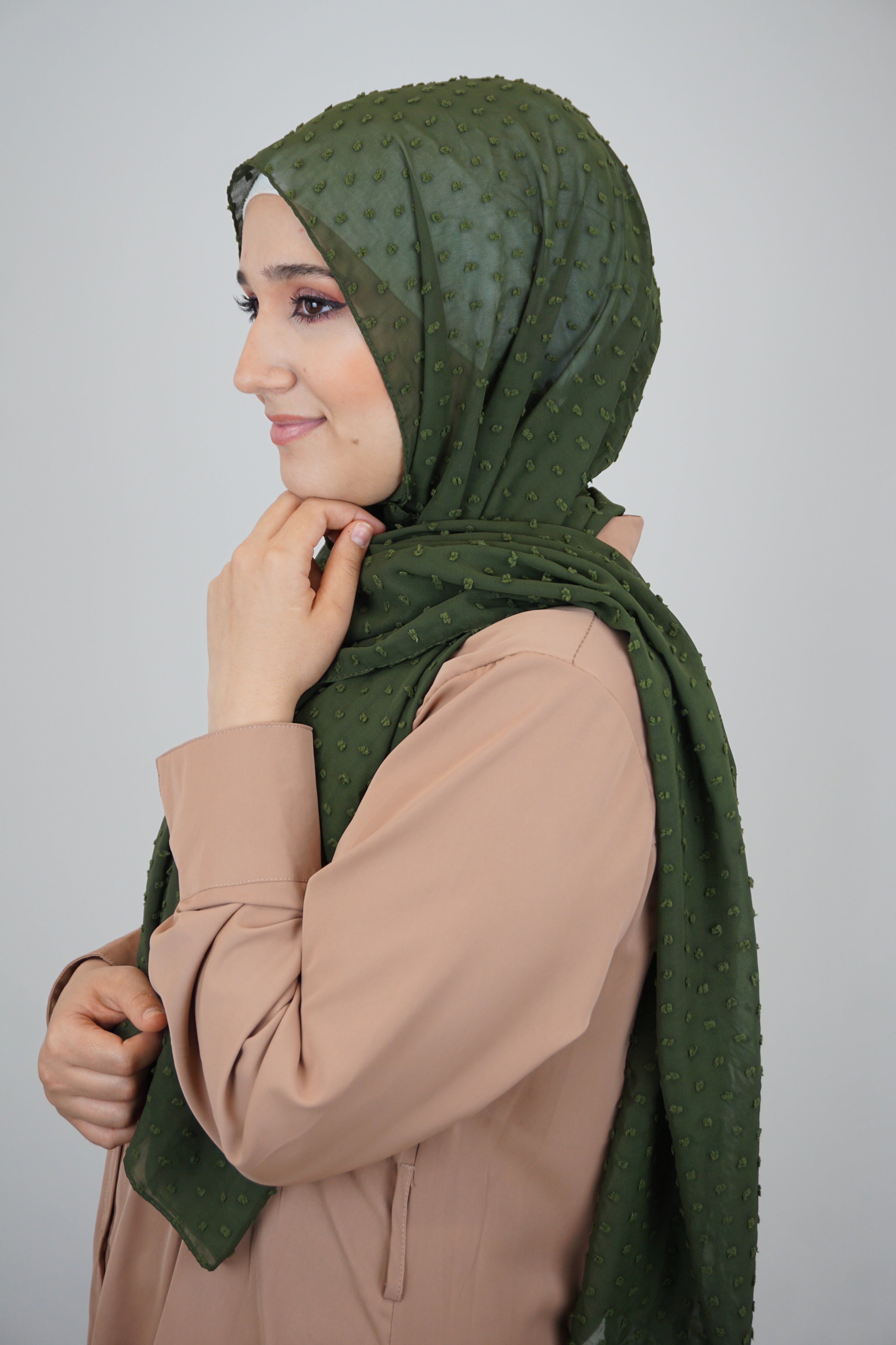 Premium Chiffon 3D Hijab Waldgrün