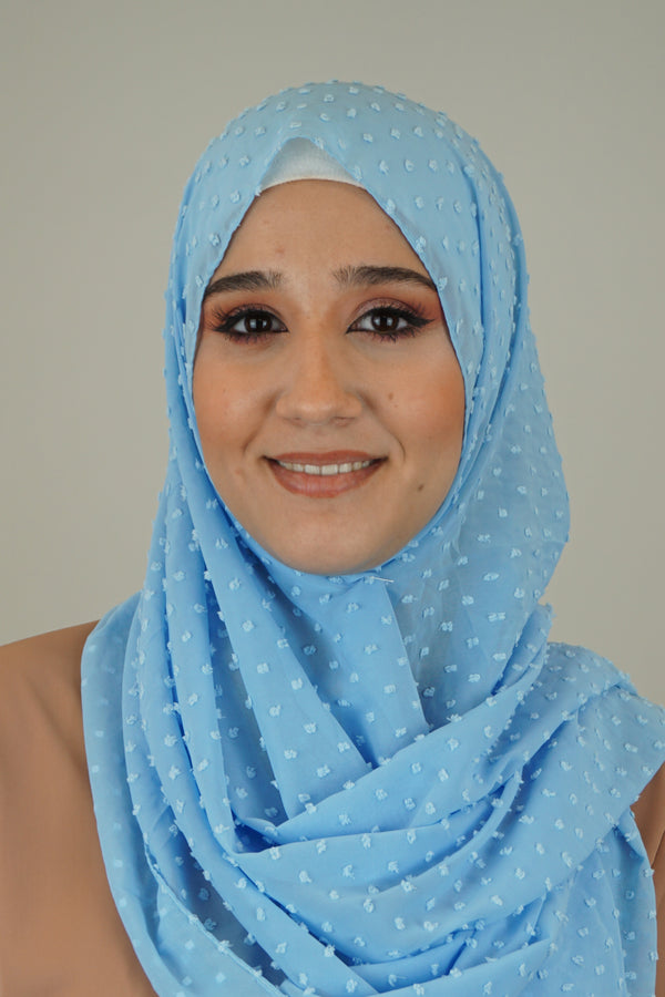 Premium Chiffon 3D Hijab Eisblau