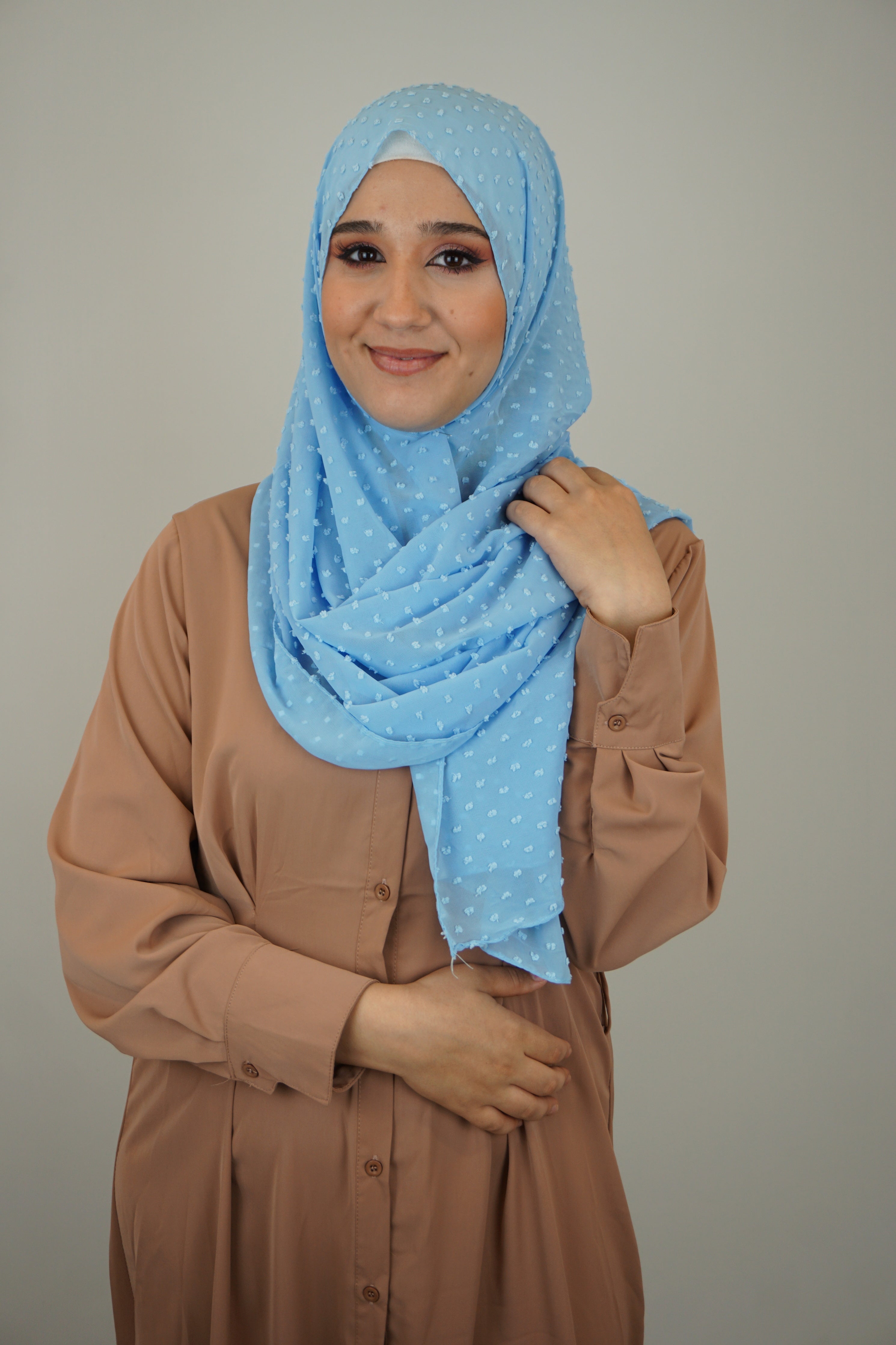 Premium Chiffon 3D Hijab Eisblau